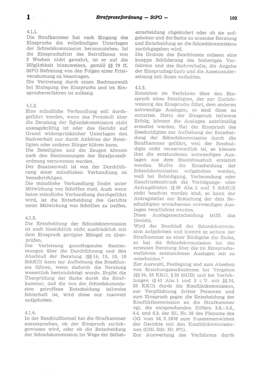 Strafprozeßordnung (StPO) der Deutschen Demokratischen Republik (DDR) sowie angrenzende Gesetze und Bestimmungen 1977, Seite 102 (StPO DDR Ges. Best. 1977, S. 102)
