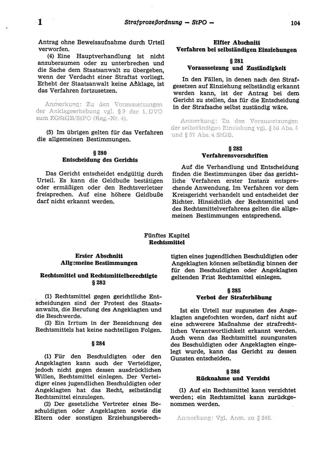 Strafprozeßordnung (StPO) der Deutschen Demokratischen Republik (DDR) sowie angrenzende Gesetze und Bestimmungen 1977, Seite 104 (StPO DDR Ges. Best. 1977, S. 104)
