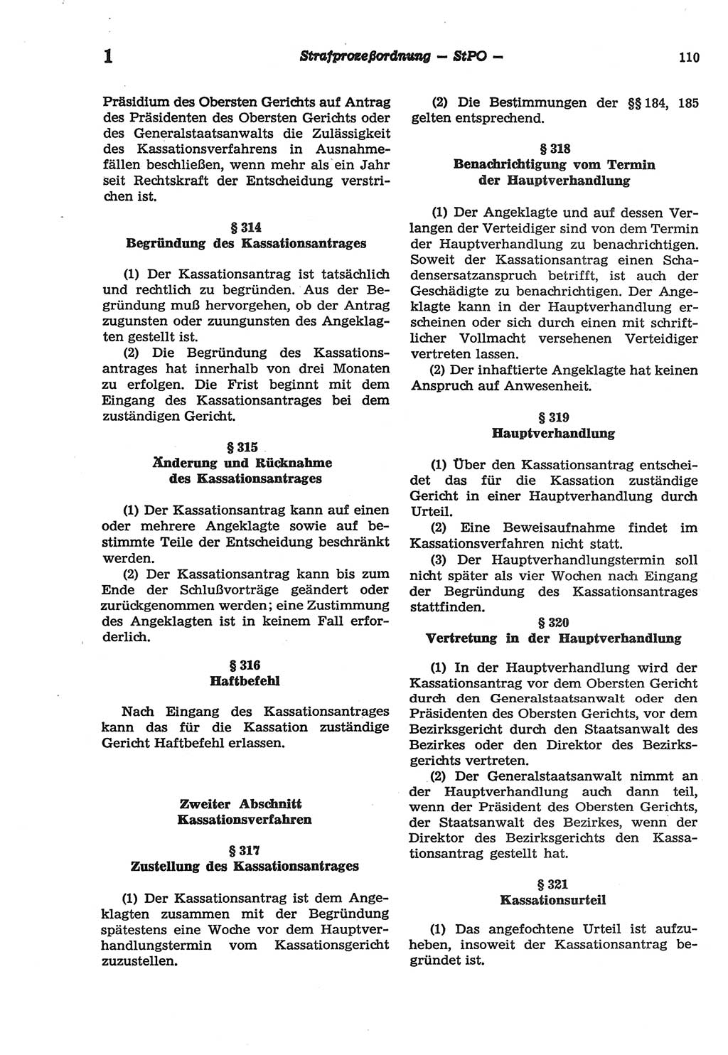 Strafprozeßordnung (StPO) der Deutschen Demokratischen Republik (DDR) sowie angrenzende Gesetze und Bestimmungen 1977, Seite 110 (StPO DDR Ges. Best. 1977, S. 110)