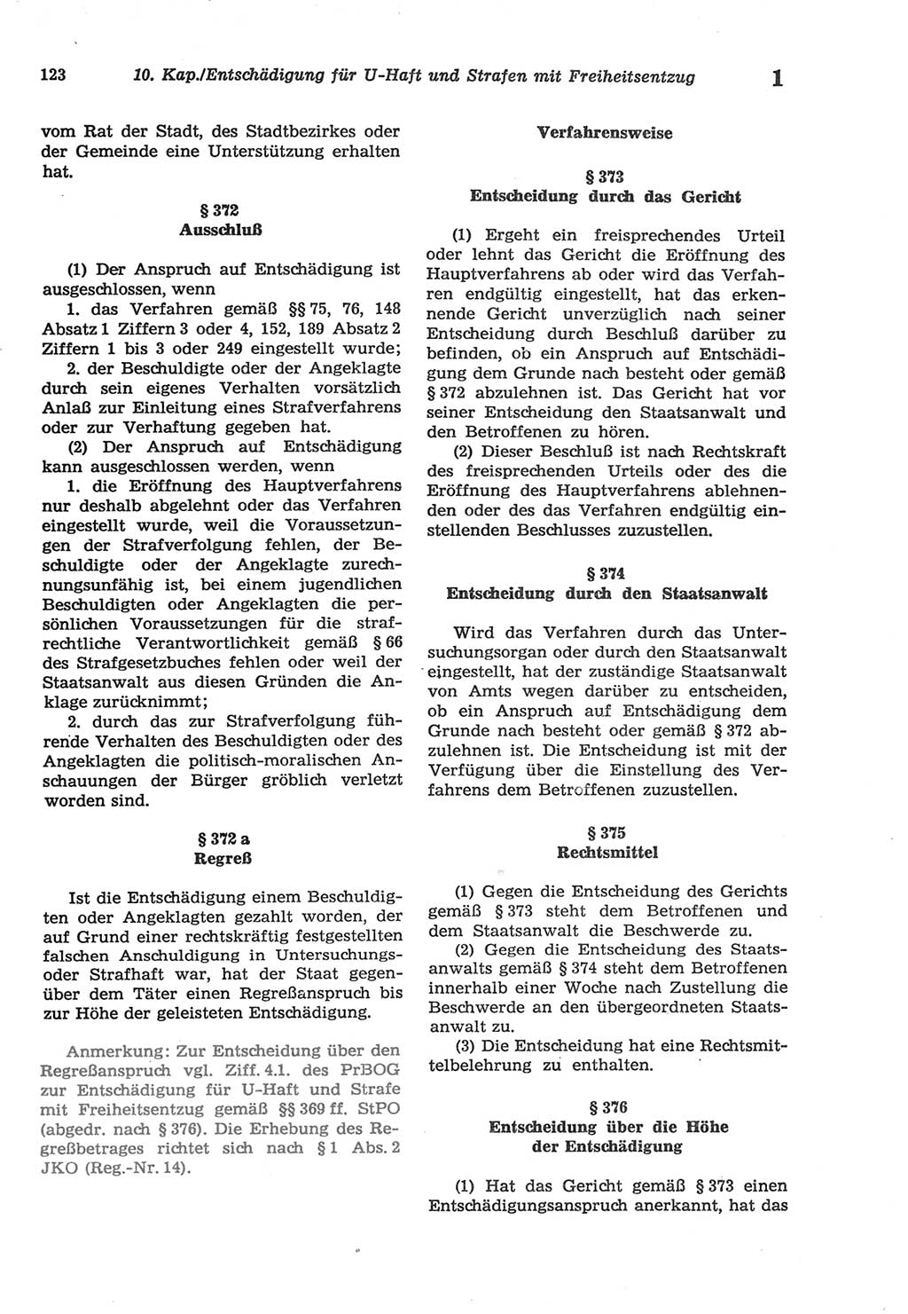 Strafprozeßordnung (StPO) der Deutschen Demokratischen Republik (DDR) sowie angrenzende Gesetze und Bestimmungen 1977, Seite 123 (StPO DDR Ges. Best. 1977, S. 123)