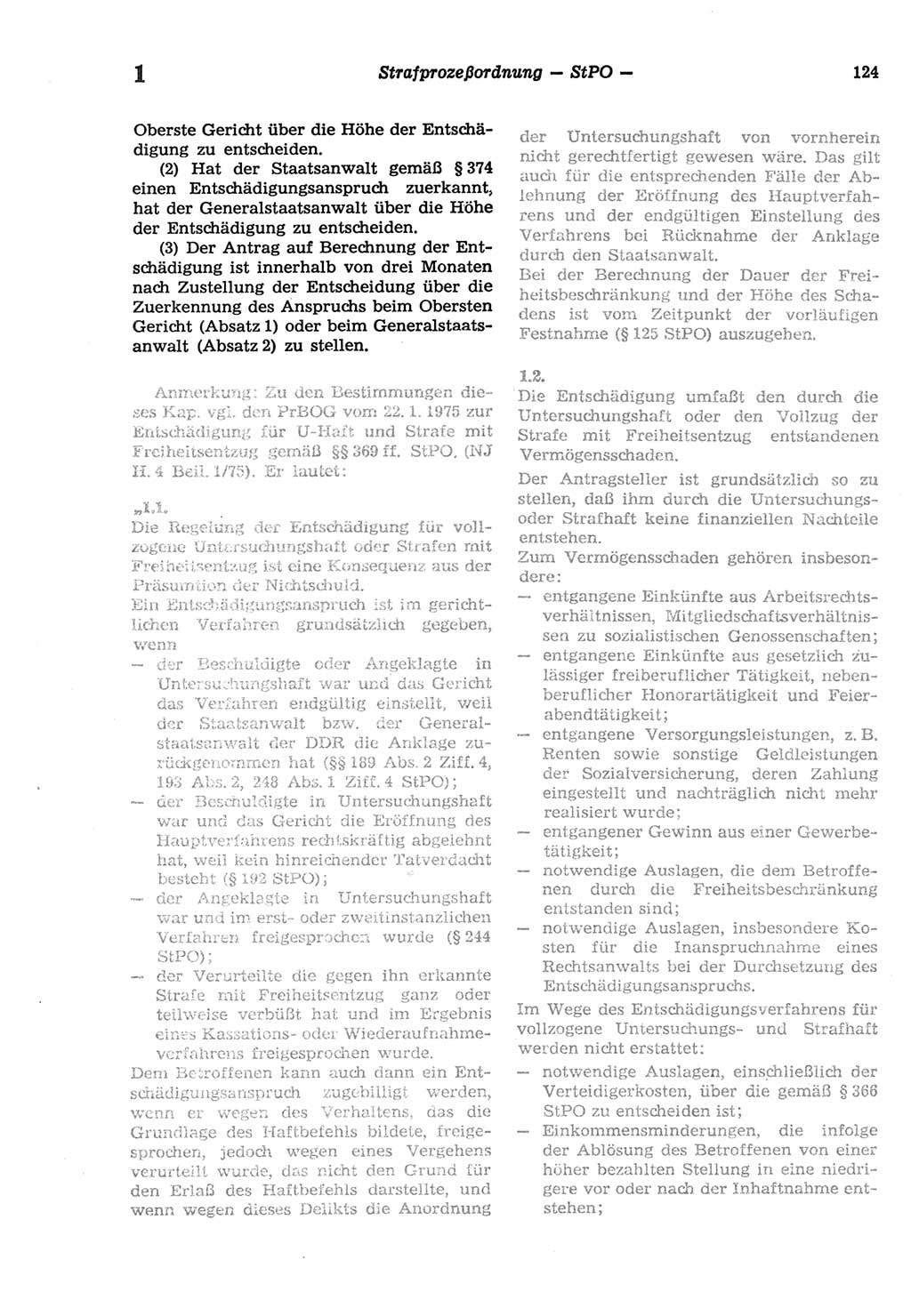 Strafprozeßordnung (StPO) der Deutschen Demokratischen Republik (DDR) sowie angrenzende Gesetze und Bestimmungen 1977, Seite 124 (StPO DDR Ges. Best. 1977, S. 124)