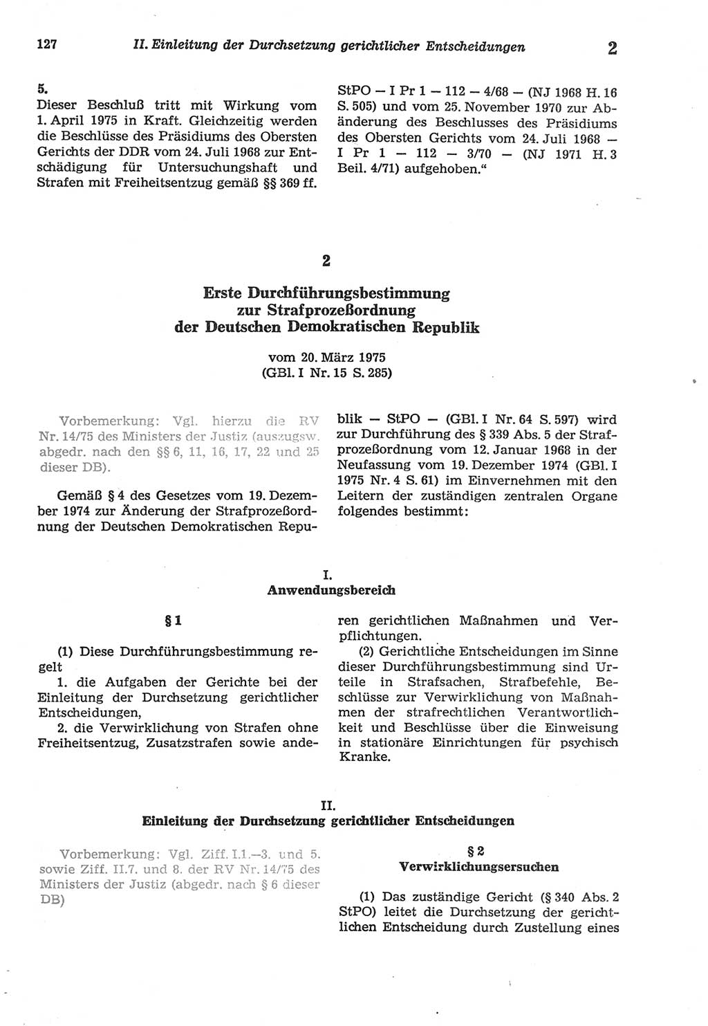 Strafprozeßordnung (StPO) der Deutschen Demokratischen Republik (DDR) sowie angrenzende Gesetze und Bestimmungen 1977, Seite 127 (StPO DDR Ges. Best. 1977, S. 127)
