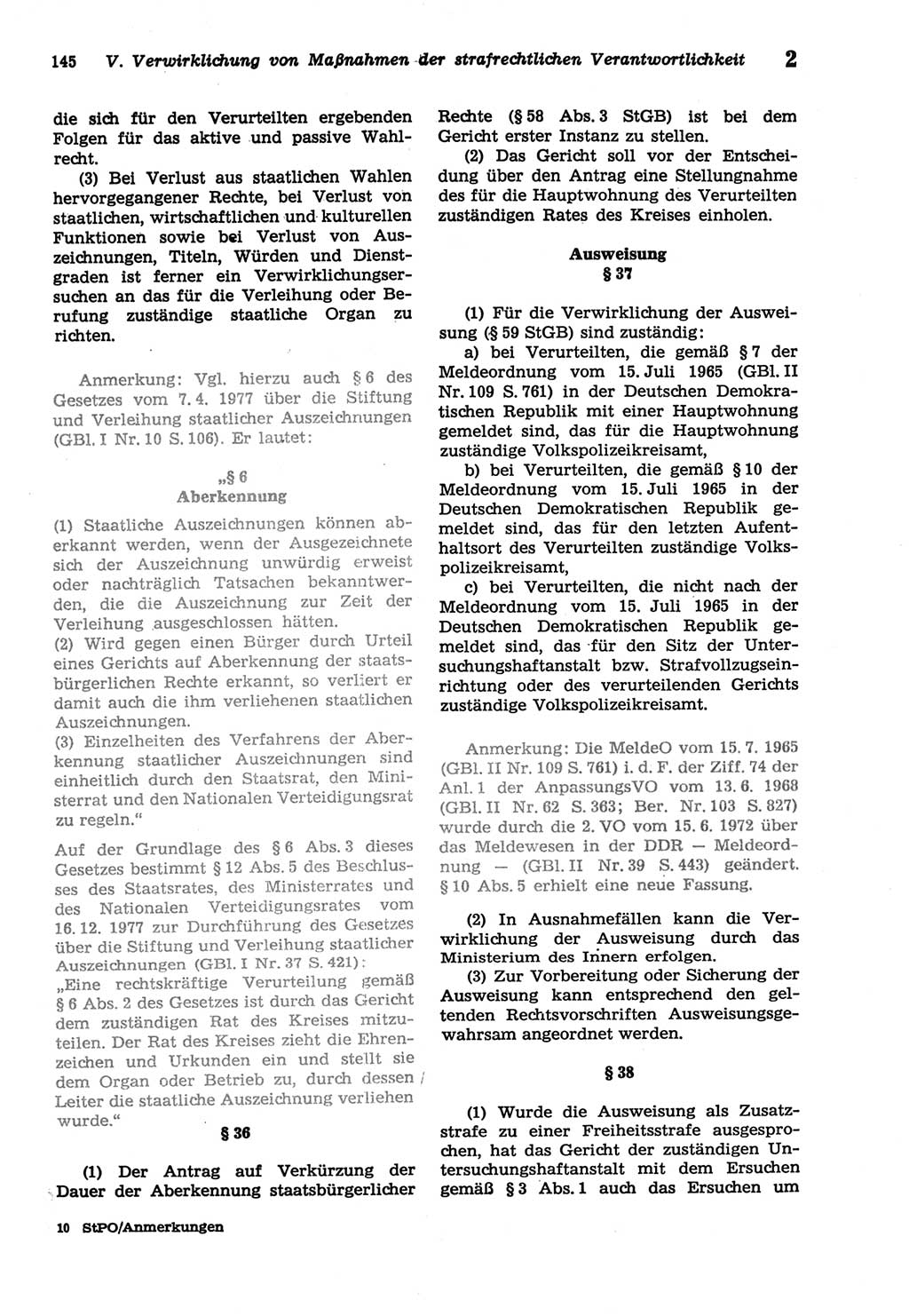 Strafprozeßordnung (StPO) der Deutschen Demokratischen Republik (DDR) sowie angrenzende Gesetze und Bestimmungen 1977, Seite 145 (StPO DDR Ges. Best. 1977, S. 145)