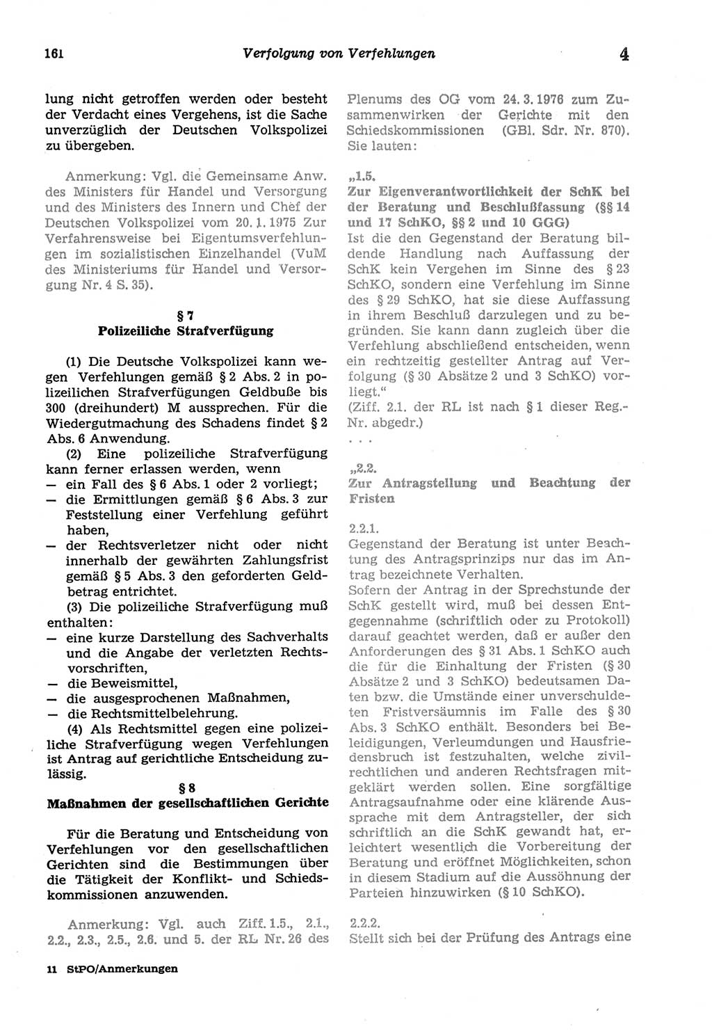 Strafprozeßordnung (StPO) der Deutschen Demokratischen Republik (DDR) sowie angrenzende Gesetze und Bestimmungen 1977, Seite 161 (StPO DDR Ges. Best. 1977, S. 161)