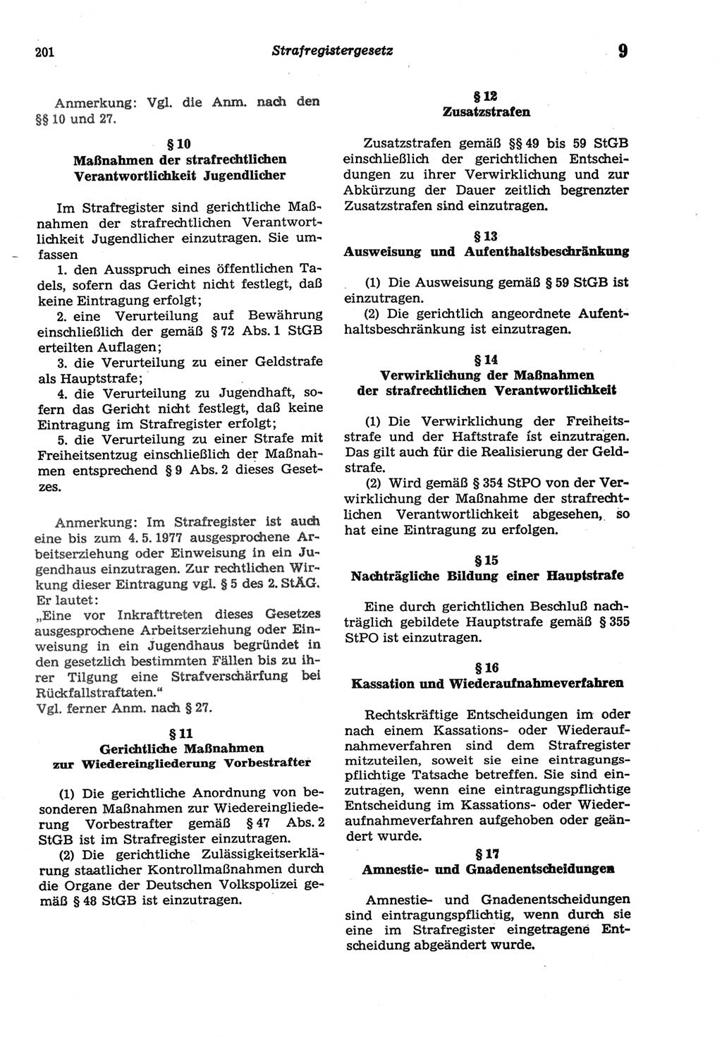Strafprozeßordnung (StPO) der Deutschen Demokratischen Republik (DDR) sowie angrenzende Gesetze und Bestimmungen 1977, Seite 201 (StPO DDR Ges. Best. 1977, S. 201)