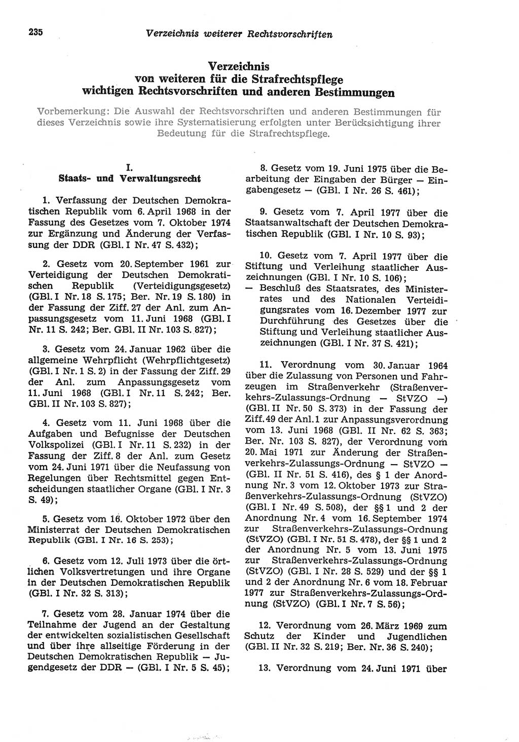 Strafprozeßordnung (StPO) der Deutschen Demokratischen Republik (DDR) sowie angrenzende Gesetze und Bestimmungen 1977, Seite 235 (StPO DDR Ges. Best. 1977, S. 235)