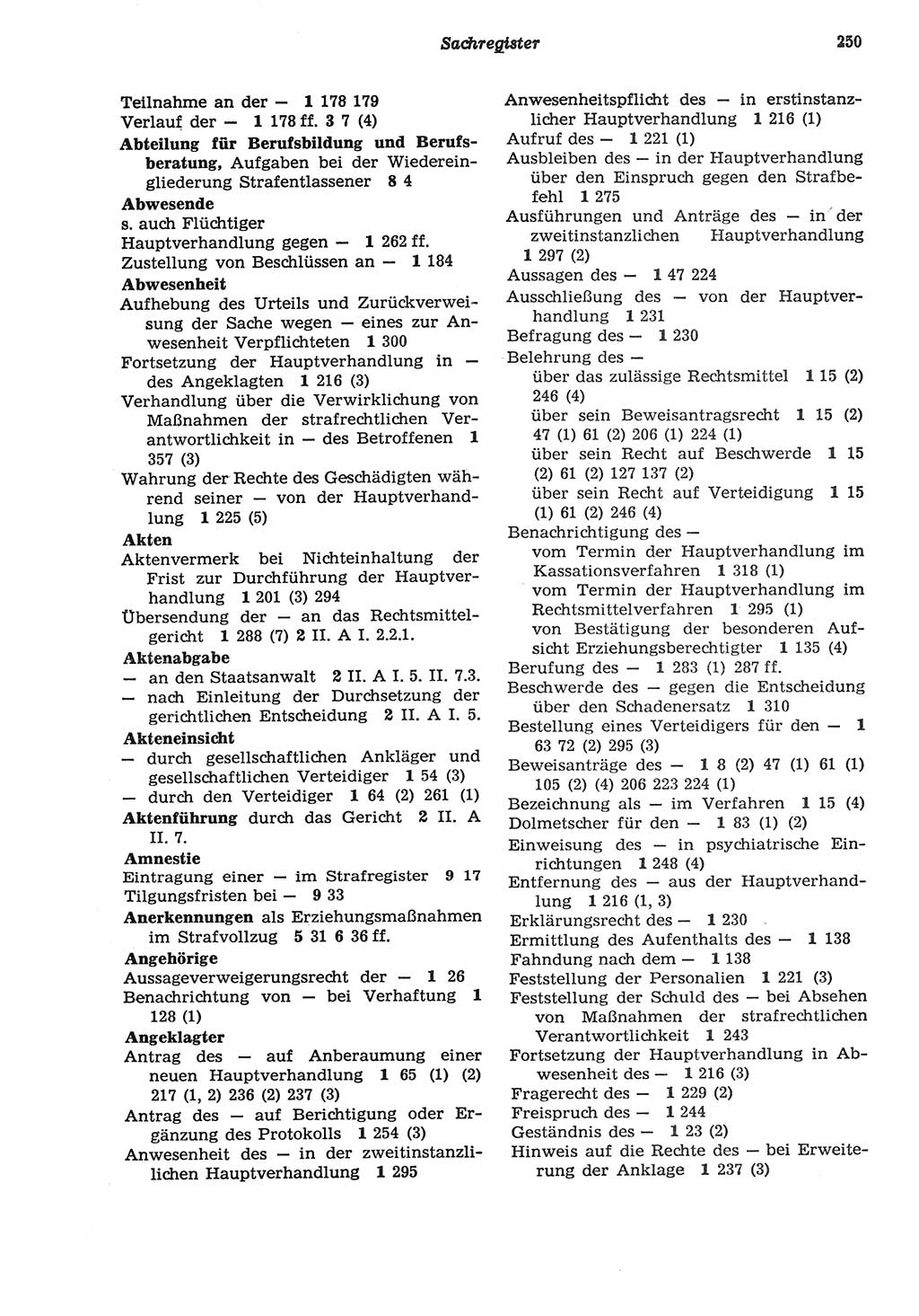 Strafprozeßordnung (StPO) der Deutschen Demokratischen Republik (DDR) sowie angrenzende Gesetze und Bestimmungen 1977, Seite 250 (StPO DDR Ges. Best. 1977, S. 250)