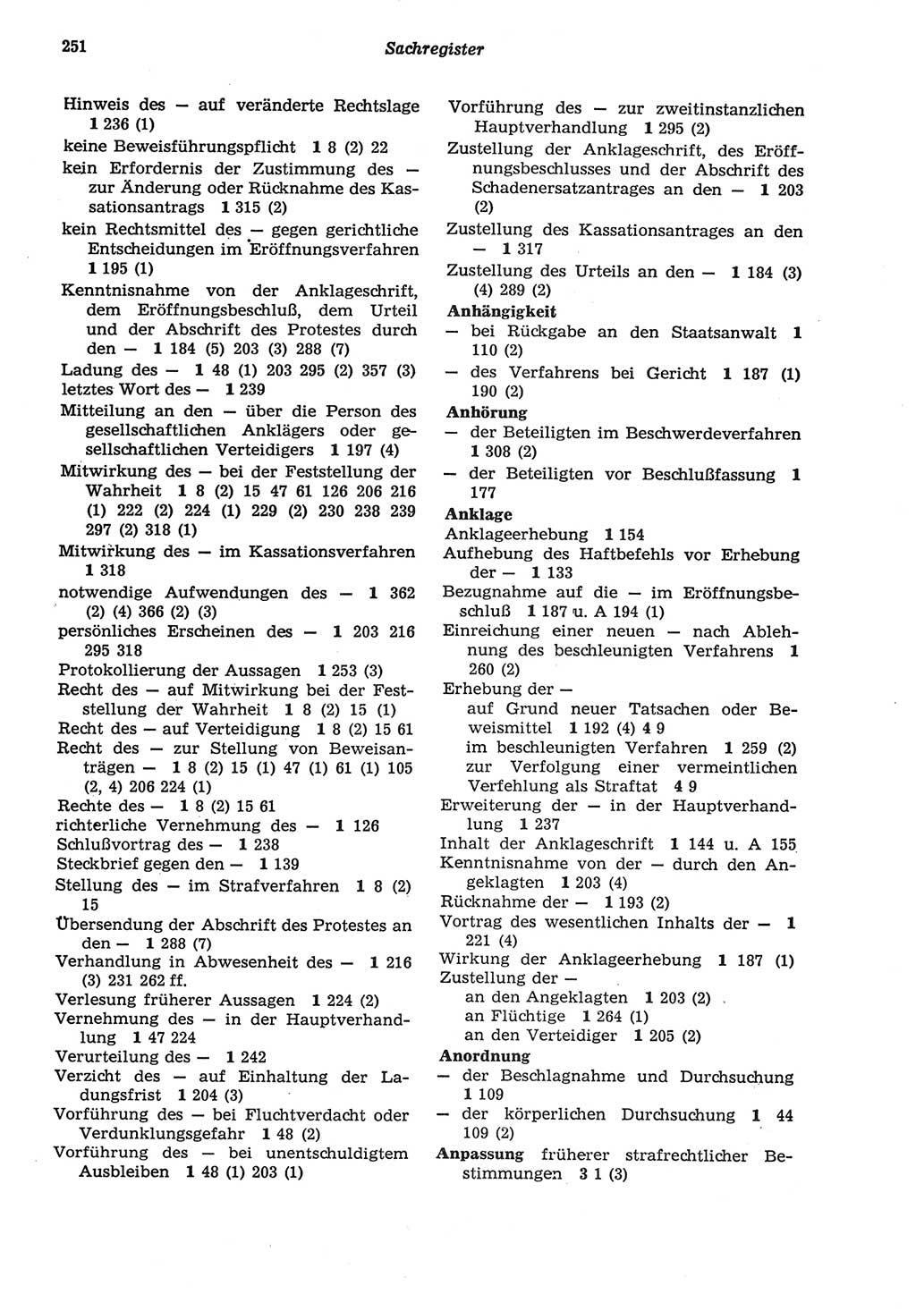 Strafprozeßordnung (StPO) der Deutschen Demokratischen Republik (DDR) sowie angrenzende Gesetze und Bestimmungen 1977, Seite 251 (StPO DDR Ges. Best. 1977, S. 251)