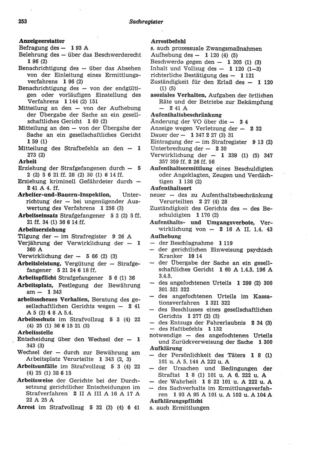 Strafprozeßordnung (StPO) der Deutschen Demokratischen Republik (DDR) sowie angrenzende Gesetze und Bestimmungen 1977, Seite 253 (StPO DDR Ges. Best. 1977, S. 253)