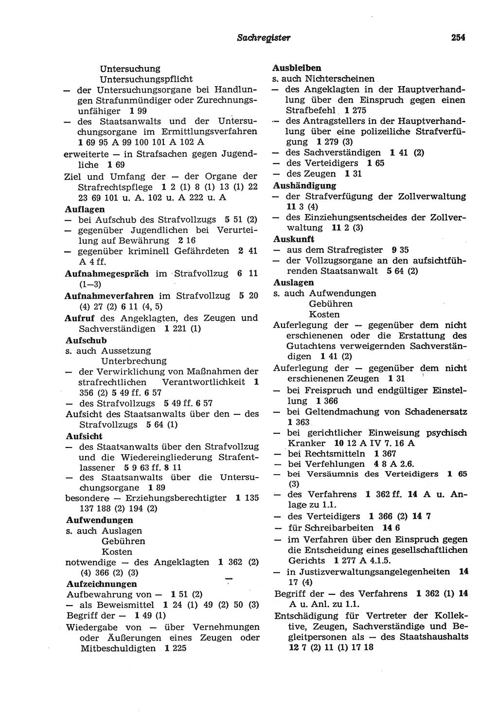 Strafprozeßordnung (StPO) der Deutschen Demokratischen Republik (DDR) sowie angrenzende Gesetze und Bestimmungen 1977, Seite 254 (StPO DDR Ges. Best. 1977, S. 254)