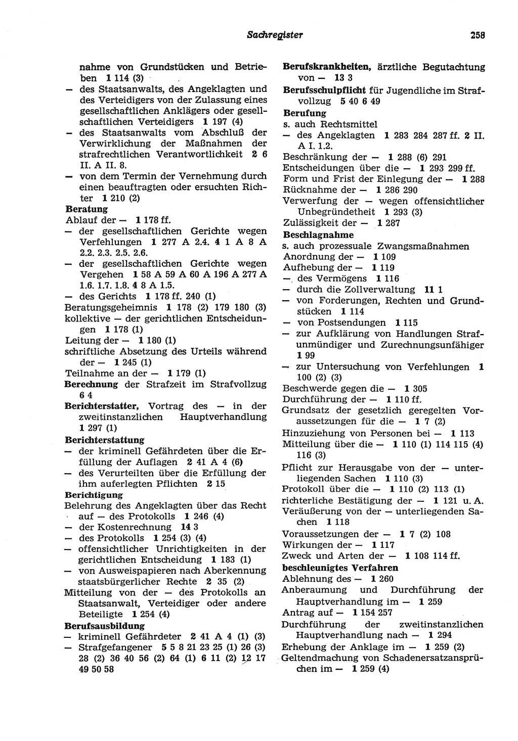 Strafprozeßordnung (StPO) der Deutschen Demokratischen Republik (DDR) sowie angrenzende Gesetze und Bestimmungen 1977, Seite 258 (StPO DDR Ges. Best. 1977, S. 258)