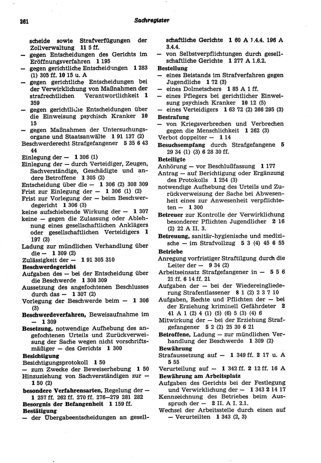 Strafprozeßordnung (StPO) der Deutschen Demokratischen Republik (DDR) sowie angrenzende Gesetze und Bestimmungen 1977, Seite 261 (StPO DDR Ges. Best. 1977, S. 261)