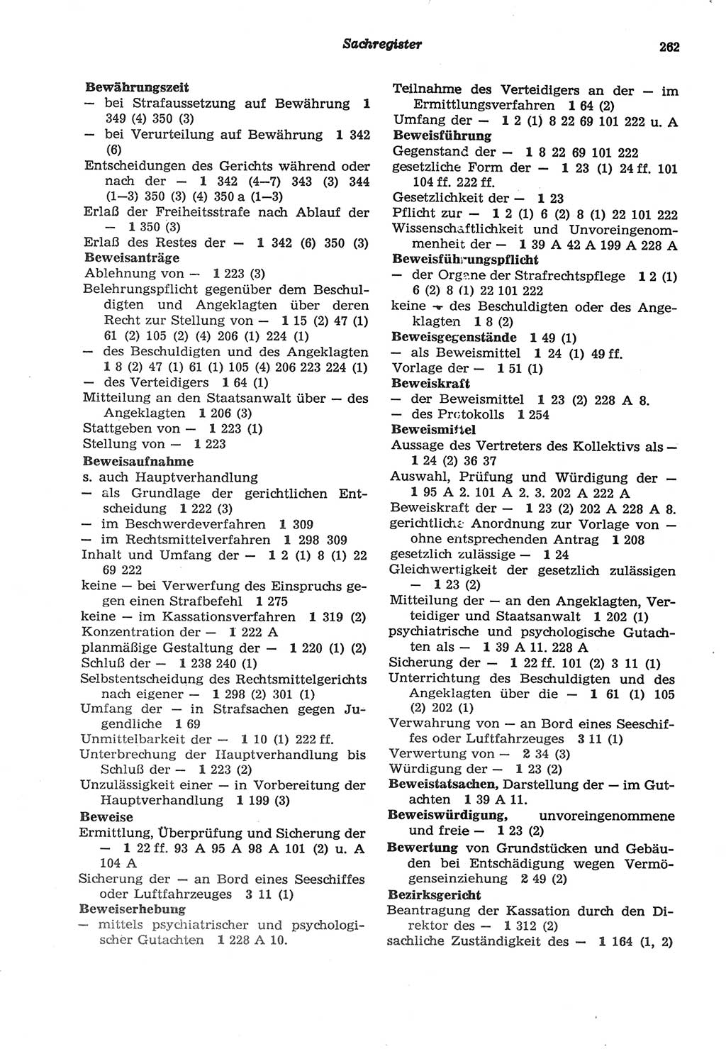Strafprozeßordnung (StPO) der Deutschen Demokratischen Republik (DDR) sowie angrenzende Gesetze und Bestimmungen 1977, Seite 262 (StPO DDR Ges. Best. 1977, S. 262)