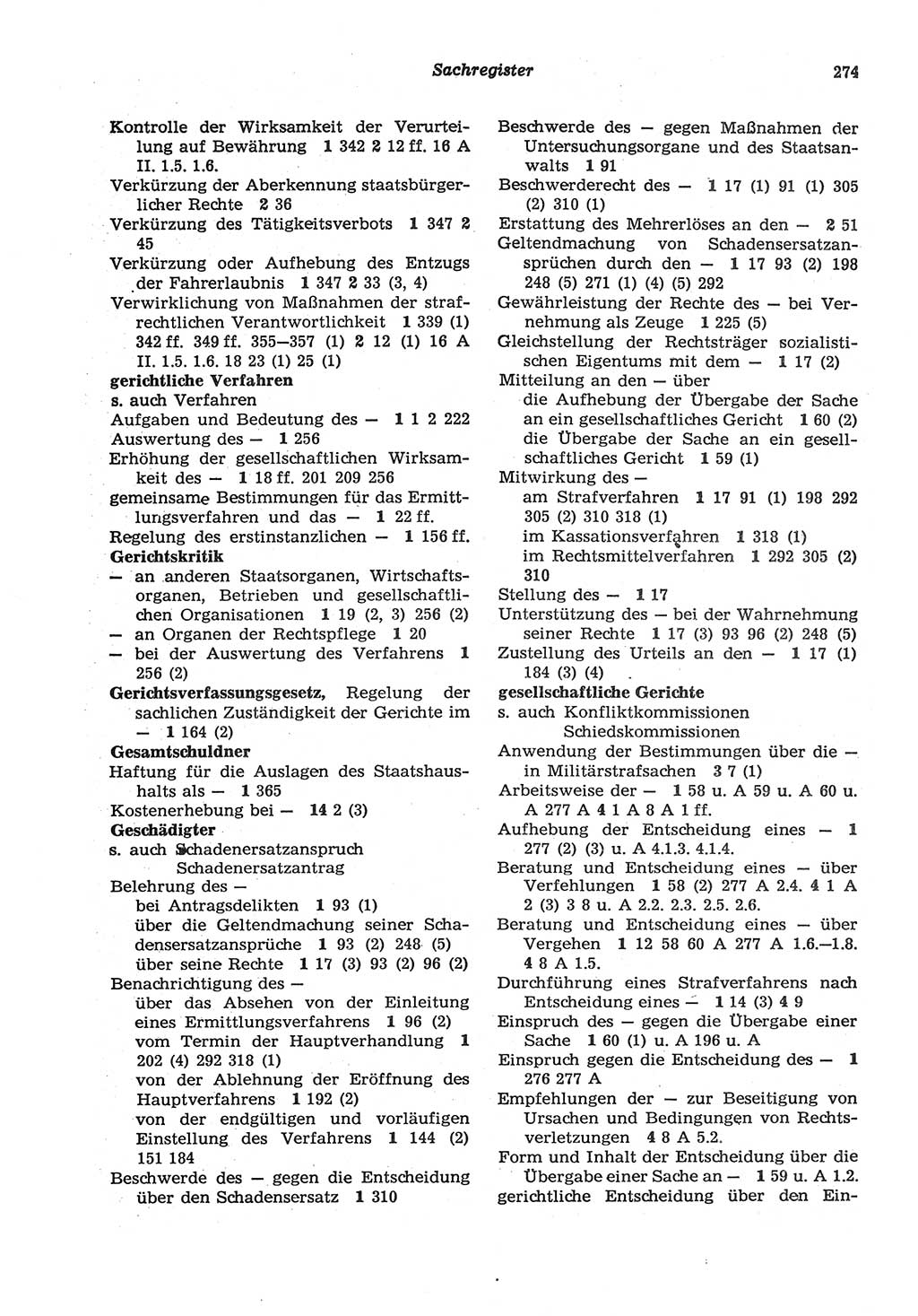 Strafprozeßordnung (StPO) der Deutschen Demokratischen Republik (DDR) sowie angrenzende Gesetze und Bestimmungen 1977, Seite 274 (StPO DDR Ges. Best. 1977, S. 274)