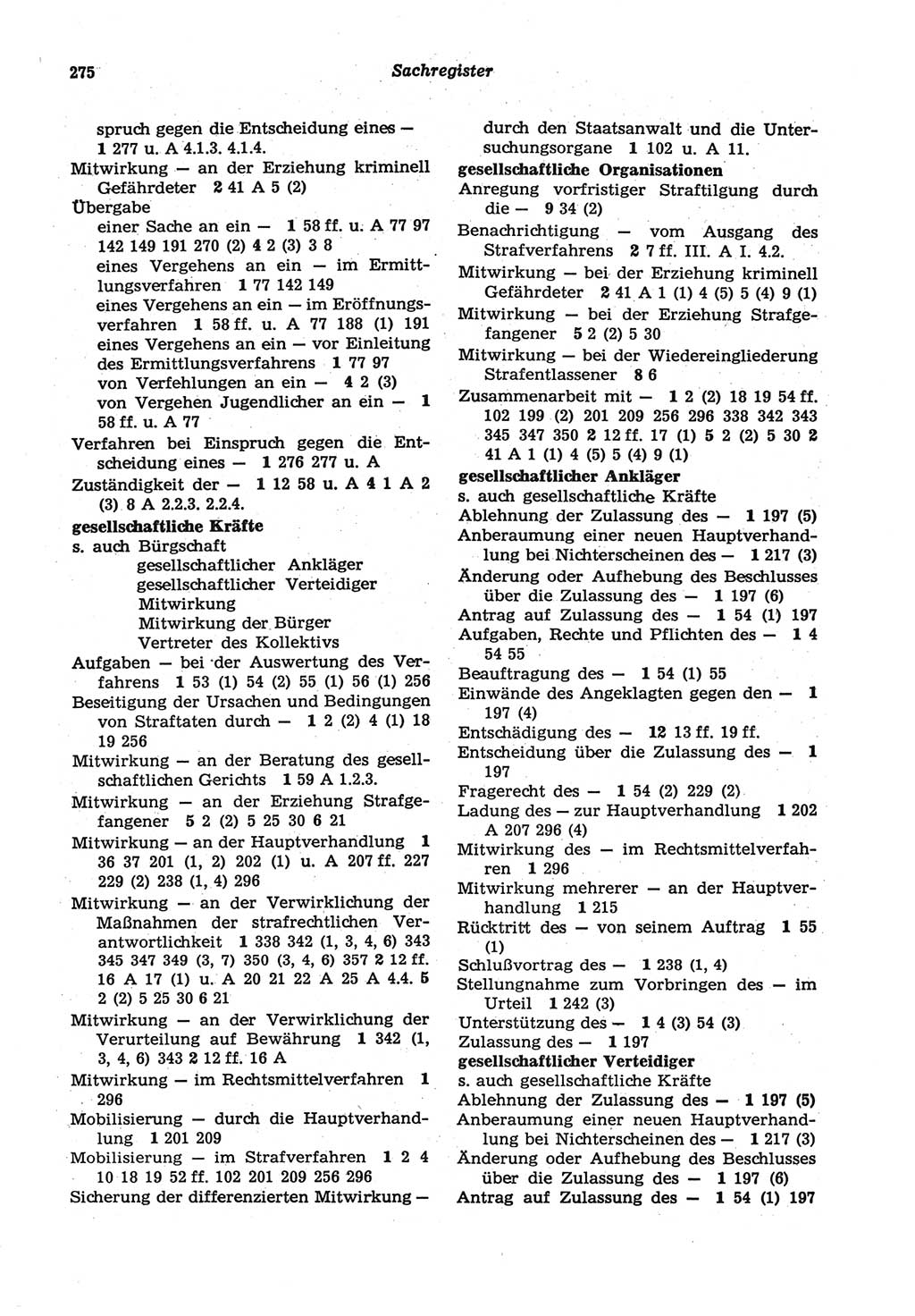 Strafprozeßordnung (StPO) der Deutschen Demokratischen Republik (DDR) sowie angrenzende Gesetze und Bestimmungen 1977, Seite 275 (StPO DDR Ges. Best. 1977, S. 275)