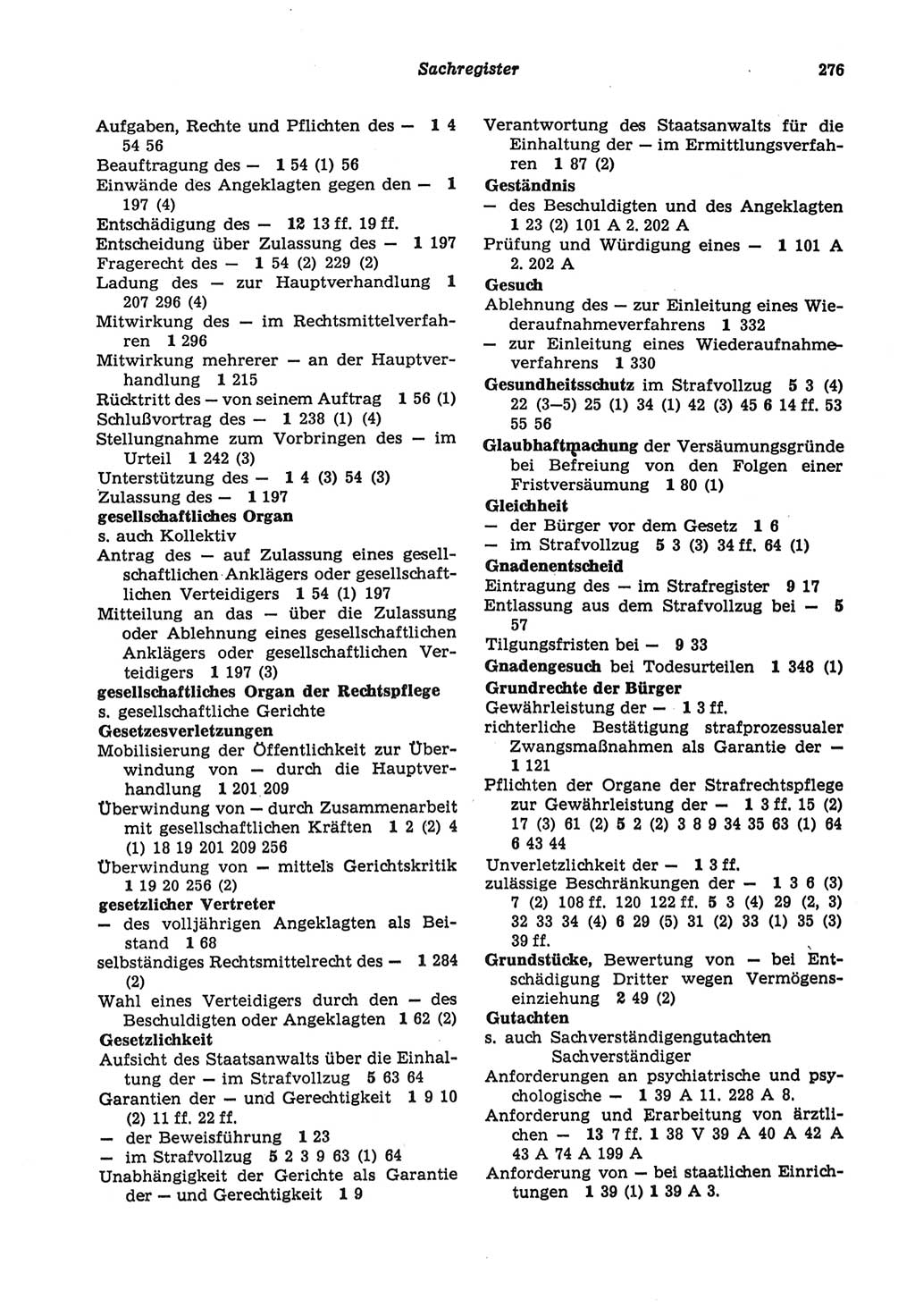 Strafprozeßordnung (StPO) der Deutschen Demokratischen Republik (DDR) sowie angrenzende Gesetze und Bestimmungen 1977, Seite 276 (StPO DDR Ges. Best. 1977, S. 276)