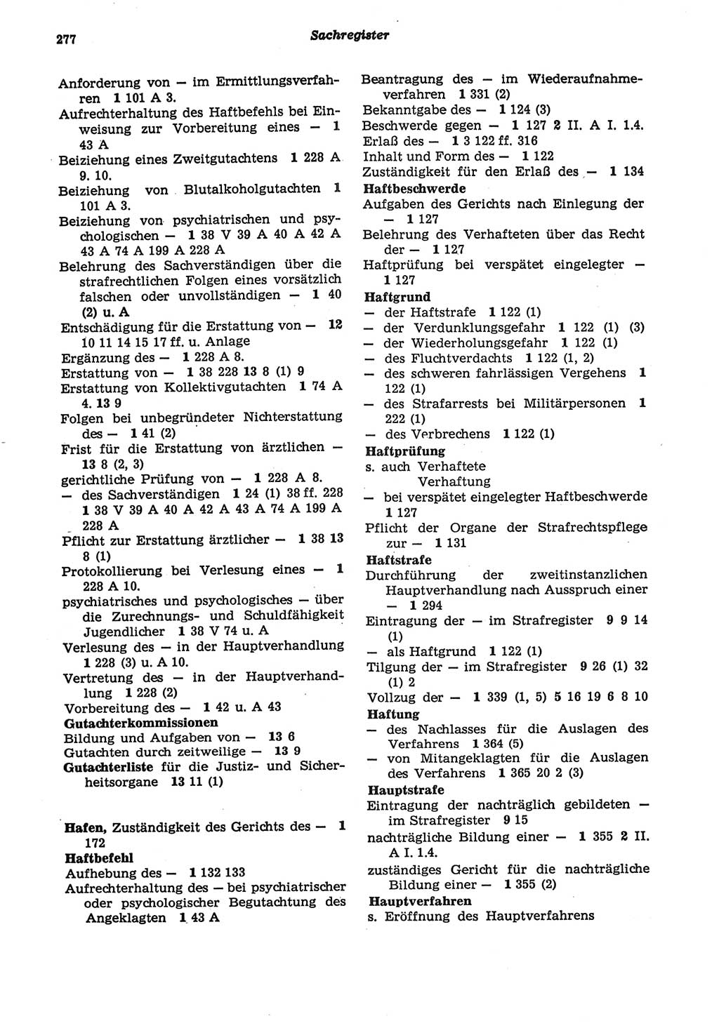 Strafprozeßordnung (StPO) der Deutschen Demokratischen Republik (DDR) sowie angrenzende Gesetze und Bestimmungen 1977, Seite 277 (StPO DDR Ges. Best. 1977, S. 277)