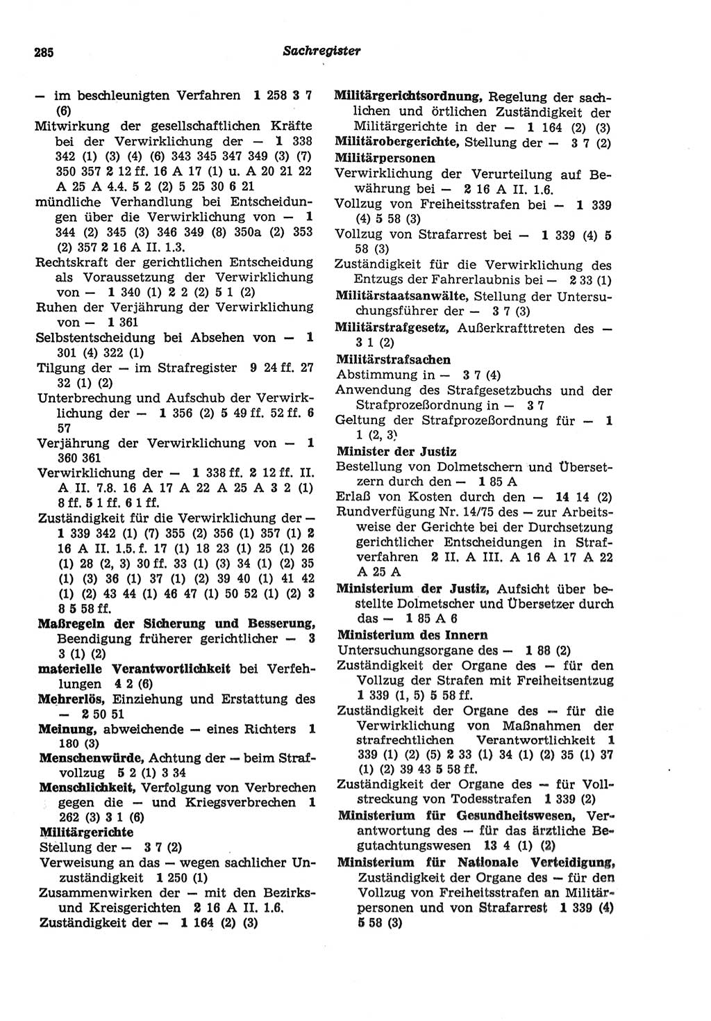 Strafprozeßordnung (StPO) der Deutschen Demokratischen Republik (DDR) sowie angrenzende Gesetze und Bestimmungen 1977, Seite 285 (StPO DDR Ges. Best. 1977, S. 285)