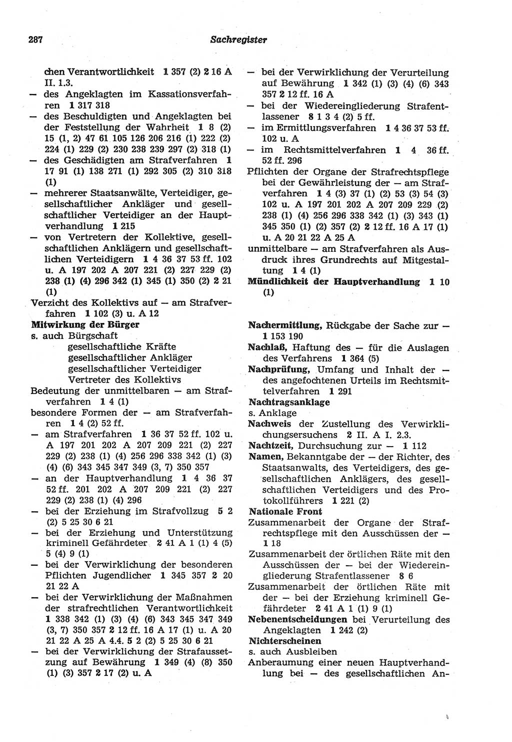 Strafprozeßordnung (StPO) der Deutschen Demokratischen Republik (DDR) sowie angrenzende Gesetze und Bestimmungen 1977, Seite 287 (StPO DDR Ges. Best. 1977, S. 287)