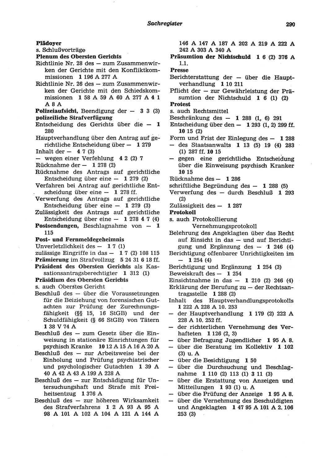 Strafprozeßordnung (StPO) der Deutschen Demokratischen Republik (DDR) sowie angrenzende Gesetze und Bestimmungen 1977, Seite 290 (StPO DDR Ges. Best. 1977, S. 290)