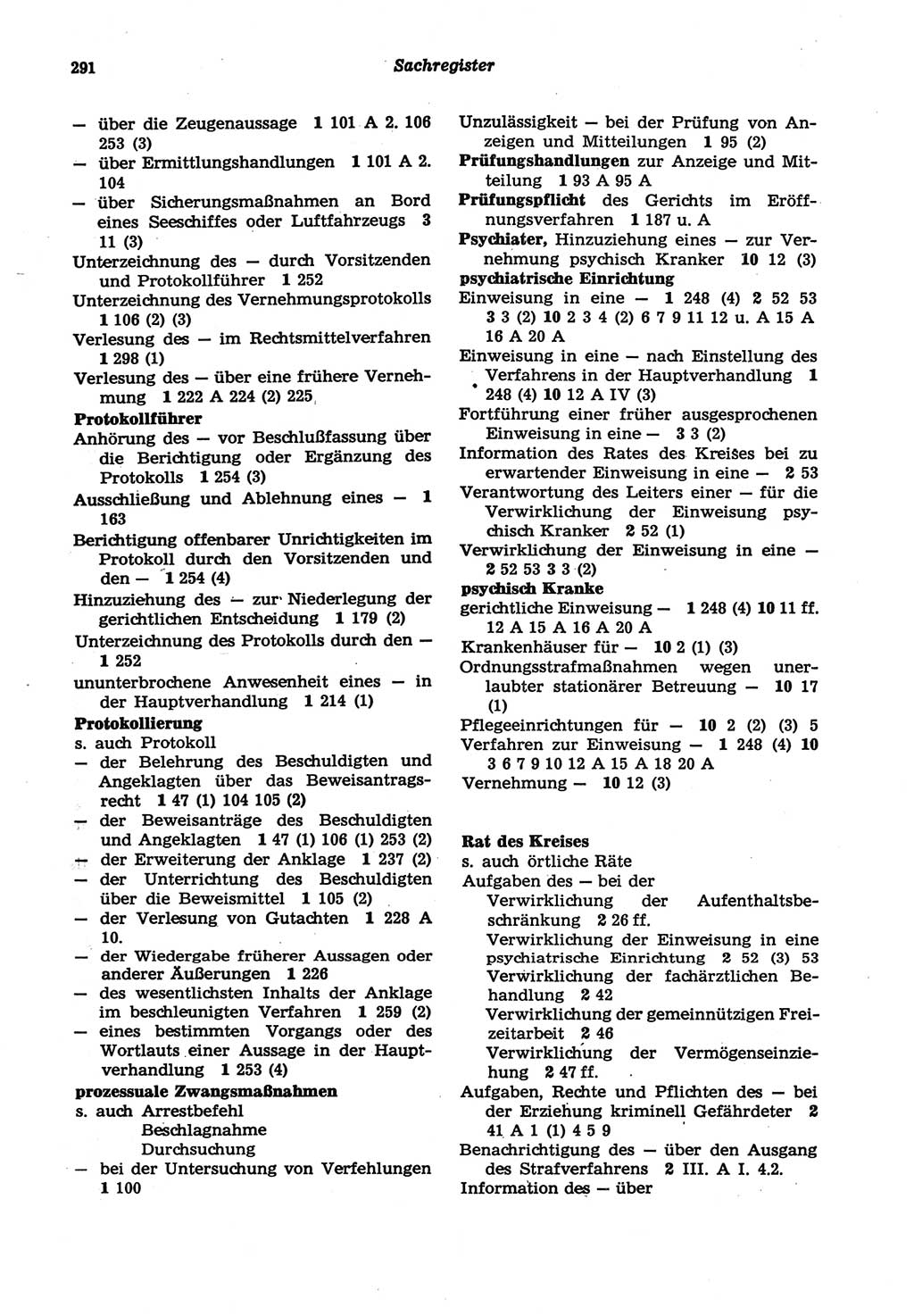 Strafprozeßordnung (StPO) der Deutschen Demokratischen Republik (DDR) sowie angrenzende Gesetze und Bestimmungen 1977, Seite 291 (StPO DDR Ges. Best. 1977, S. 291)