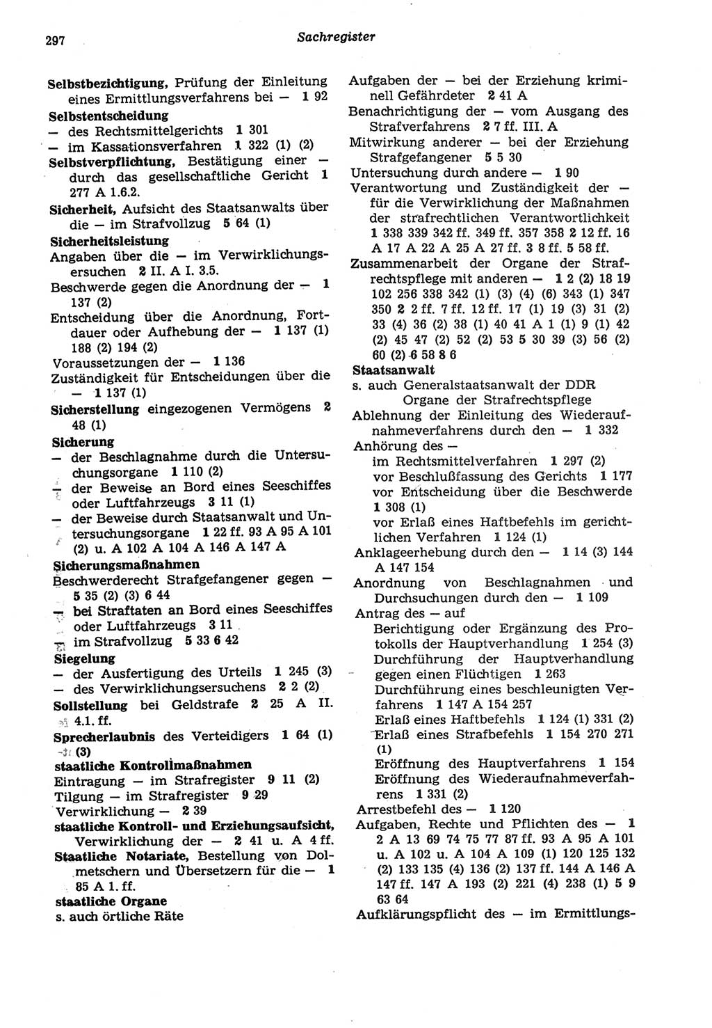 Strafprozeßordnung (StPO) der Deutschen Demokratischen Republik (DDR) sowie angrenzende Gesetze und Bestimmungen 1977, Seite 297 (StPO DDR Ges. Best. 1977, S. 297)