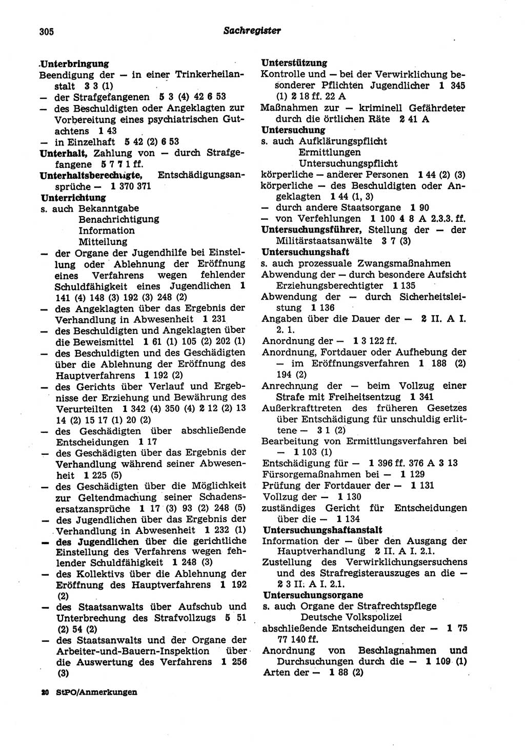 Strafprozeßordnung (StPO) der Deutschen Demokratischen Republik (DDR) sowie angrenzende Gesetze und Bestimmungen 1977, Seite 305 (StPO DDR Ges. Best. 1977, S. 305)