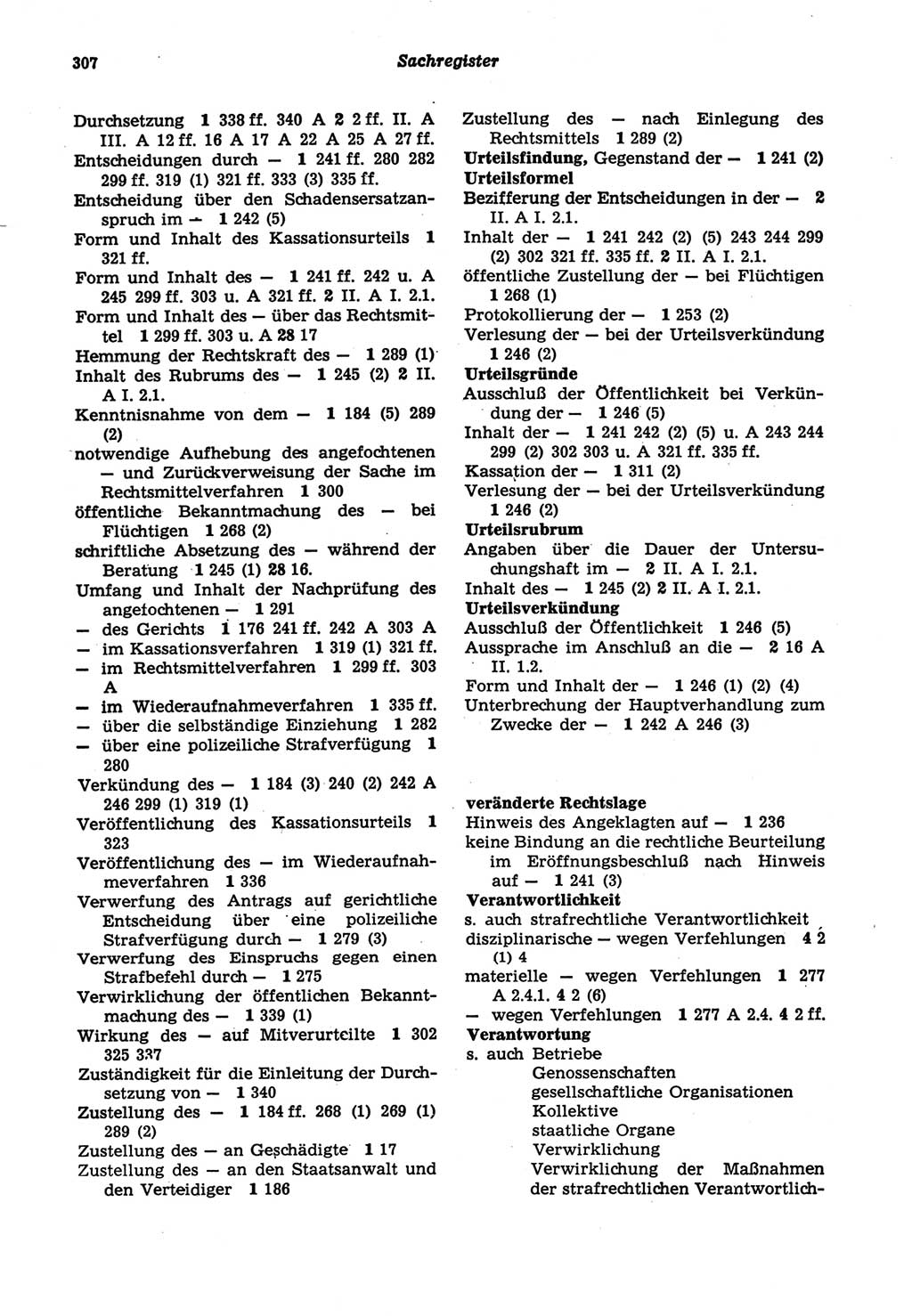 Strafprozeßordnung (StPO) der Deutschen Demokratischen Republik (DDR) sowie angrenzende Gesetze und Bestimmungen 1977, Seite 307 (StPO DDR Ges. Best. 1977, S. 307)