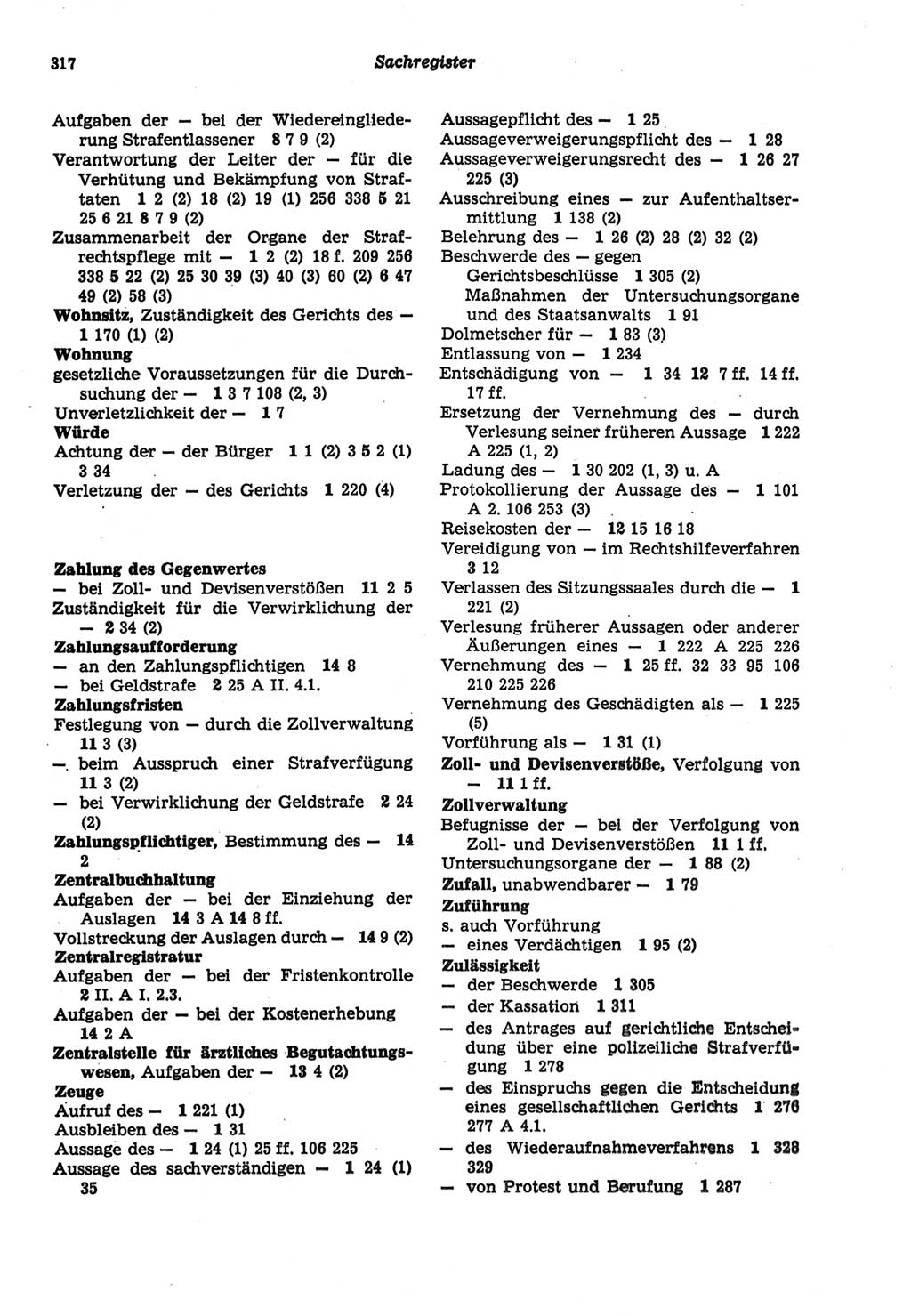 Strafprozeßordnung (StPO) der Deutschen Demokratischen Republik (DDR) sowie angrenzende Gesetze und Bestimmungen 1977, Seite 317 (StPO DDR Ges. Best. 1977, S. 317)