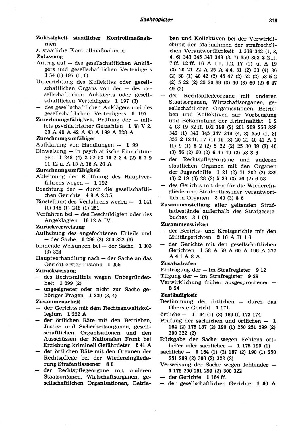 Strafprozeßordnung (StPO) der Deutschen Demokratischen Republik (DDR) sowie angrenzende Gesetze und Bestimmungen 1977, Seite 318 (StPO DDR Ges. Best. 1977, S. 318)