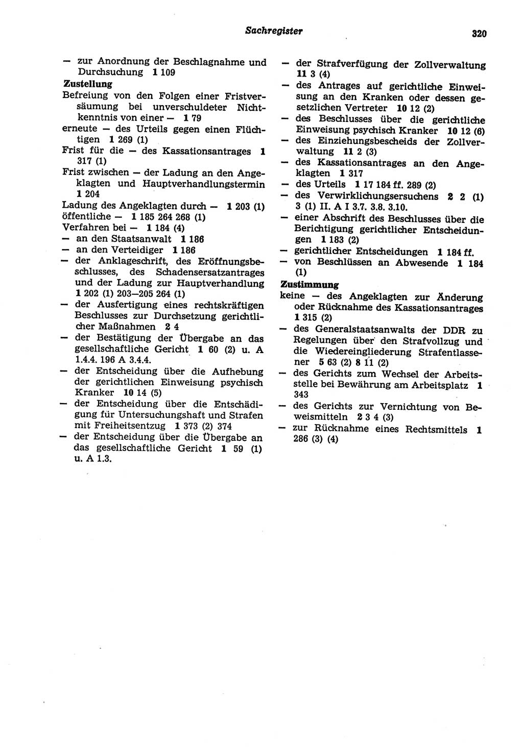 Strafprozeßordnung (StPO) der Deutschen Demokratischen Republik (DDR) sowie angrenzende Gesetze und Bestimmungen 1977, Seite 320 (StPO DDR Ges. Best. 1977, S. 320)
