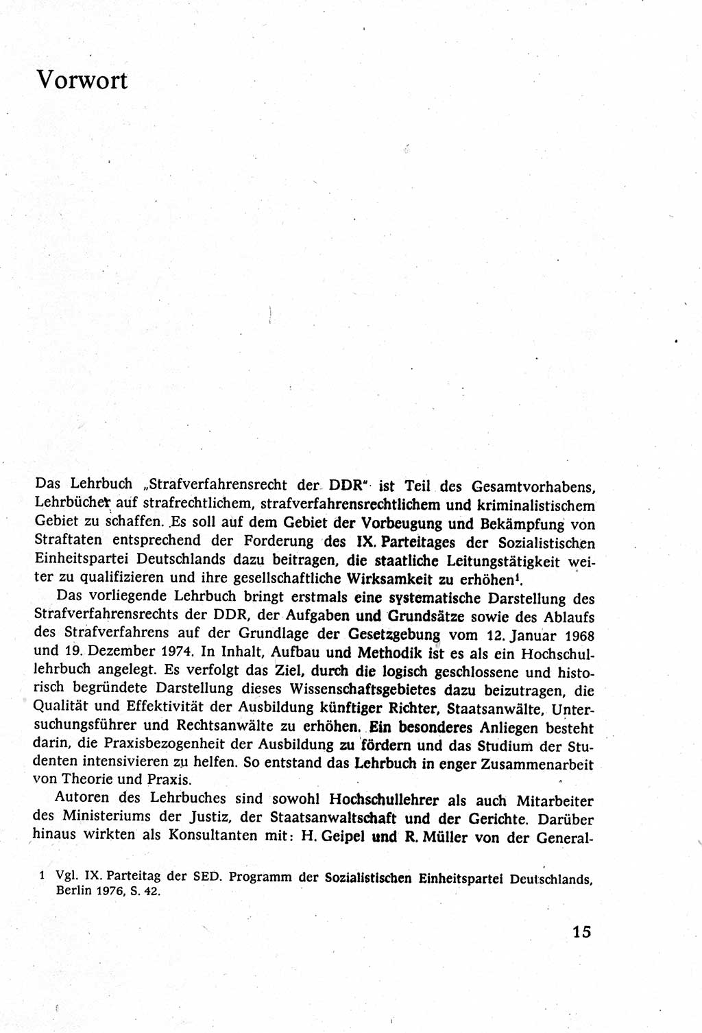 Strafverfahrensrecht [Deutsche Demokratische Republik (DDR)], Lehrbuch 1977, Seite 15 (Strafverf.-R. DDR Lb. 1977, S. 15)