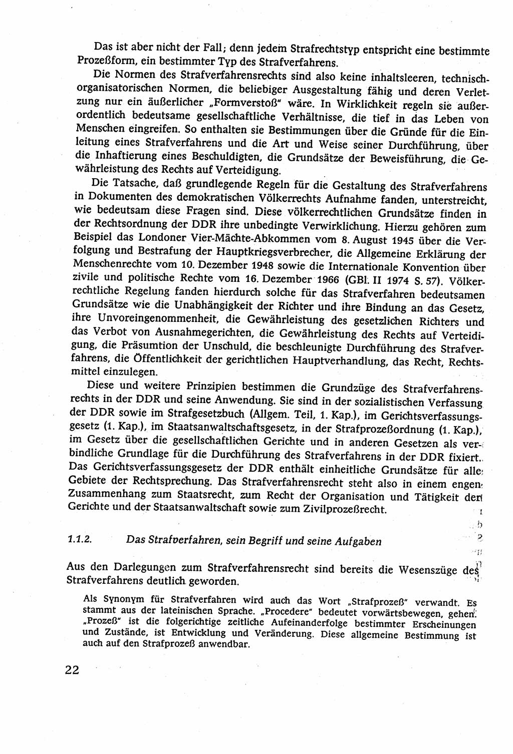 Strafverfahrensrecht [Deutsche Demokratische Republik (DDR)], Lehrbuch 1977, Seite 22 (Strafverf.-R. DDR Lb. 1977, S. 22)