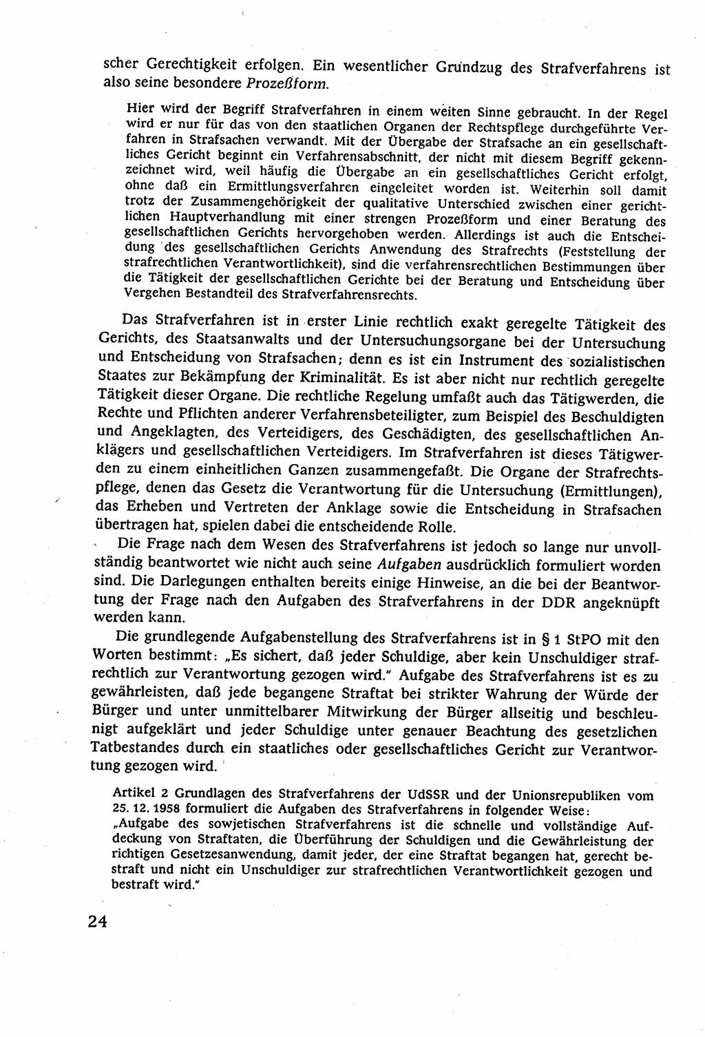 Strafverfahrensrecht [Deutsche Demokratische Republik (DDR)], Lehrbuch 1977, Seite 24 (Strafverf.-R. DDR Lb. 1977, S. 24)