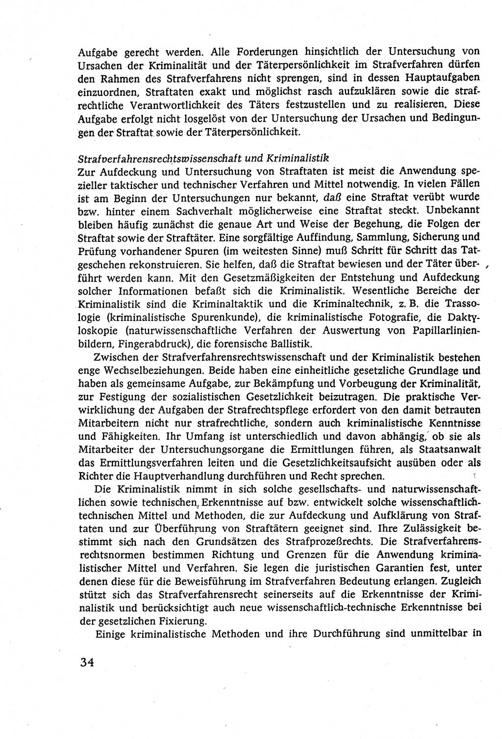 Strafverfahrensrecht [Deutsche Demokratische Republik (DDR)], Lehrbuch 1977, Seite 34 (Strafverf.-R. DDR Lb. 1977, S. 34)