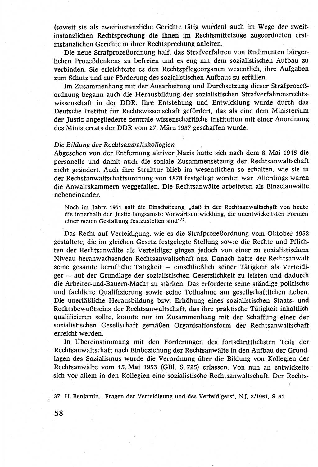 Strafverfahrensrecht [Deutsche Demokratische Republik (DDR)], Lehrbuch 1977, Seite 58 (Strafverf.-R. DDR Lb. 1977, S. 58)