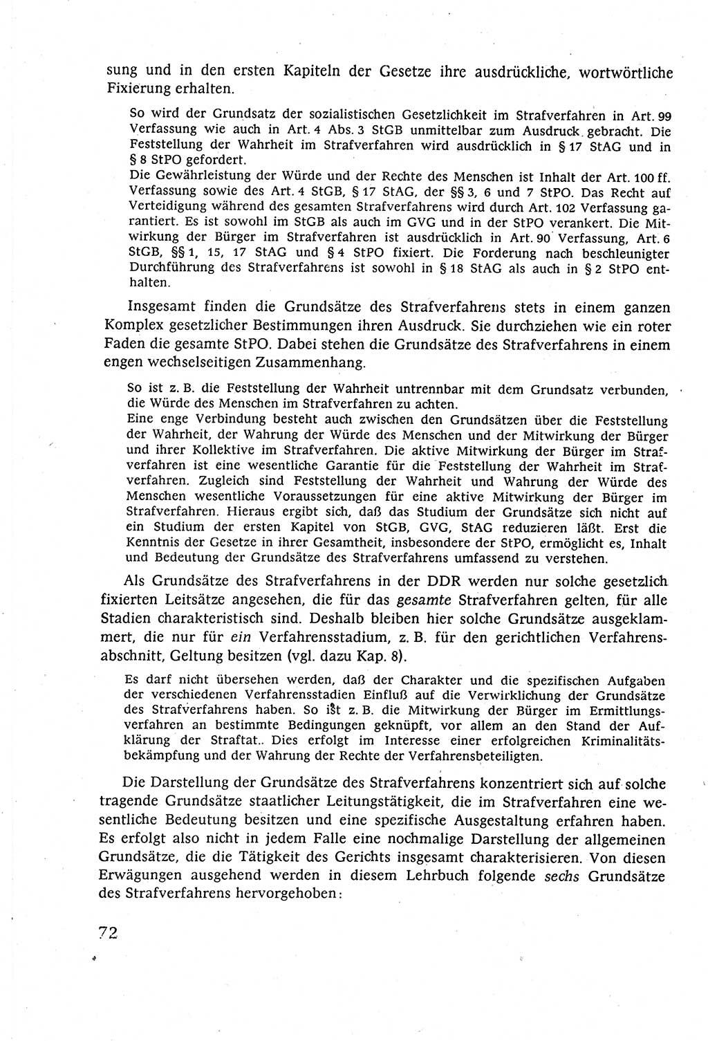 Strafverfahrensrecht [Deutsche Demokratische Republik (DDR)], Lehrbuch 1977, Seite 72 (Strafverf.-R. DDR Lb. 1977, S. 72)