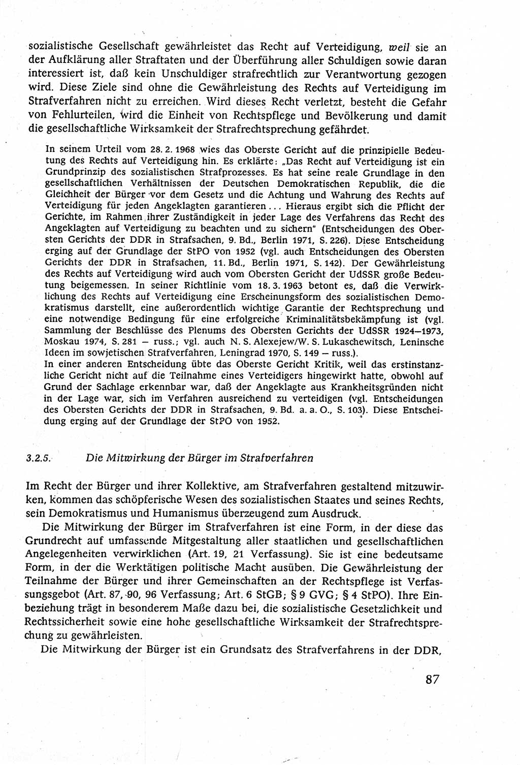 Strafverfahrensrecht [Deutsche Demokratische Republik (DDR)], Lehrbuch 1977, Seite 87 (Strafverf.-R. DDR Lb. 1977, S. 87)