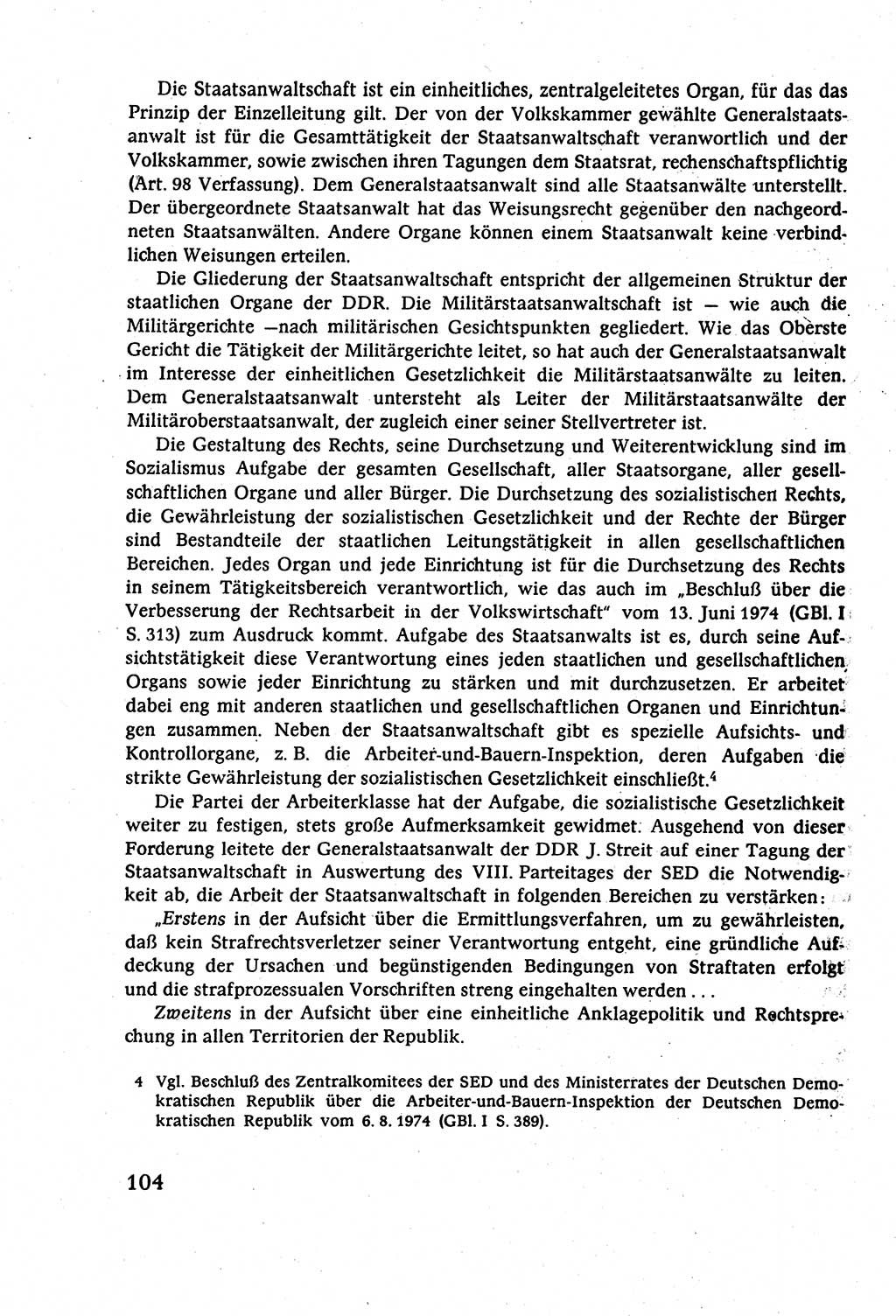 Strafverfahrensrecht [Deutsche Demokratische Republik (DDR)], Lehrbuch 1977, Seite 104 (Strafverf.-R. DDR Lb. 1977, S. 104)