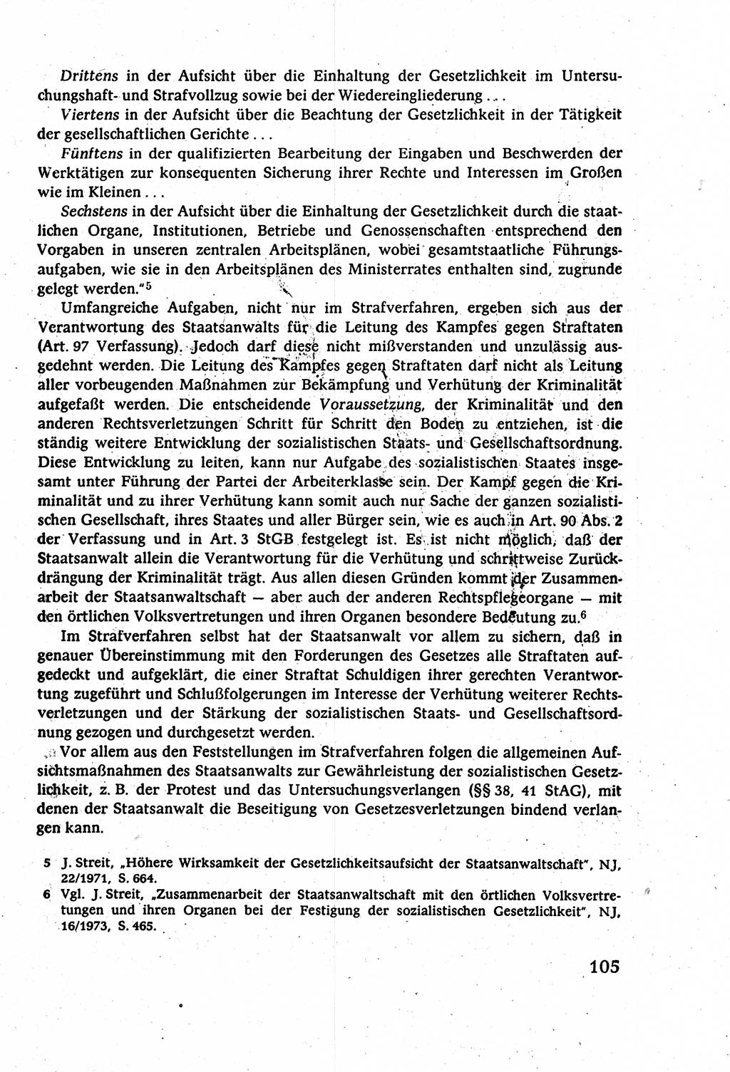 Strafverfahrensrecht [Deutsche Demokratische Republik (DDR)], Lehrbuch 1977, Seite 105 (Strafverf.-R. DDR Lb. 1977, S. 105)
