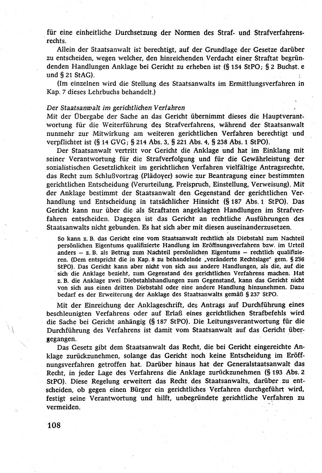 Strafverfahrensrecht [Deutsche Demokratische Republik (DDR)], Lehrbuch 1977, Seite 108 (Strafverf.-R. DDR Lb. 1977, S. 108)