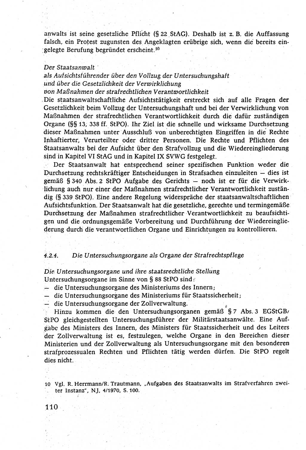 Strafverfahrensrecht [Deutsche Demokratische Republik (DDR)], Lehrbuch 1977, Seite 110 (Strafverf.-R. DDR Lb. 1977, S. 110)