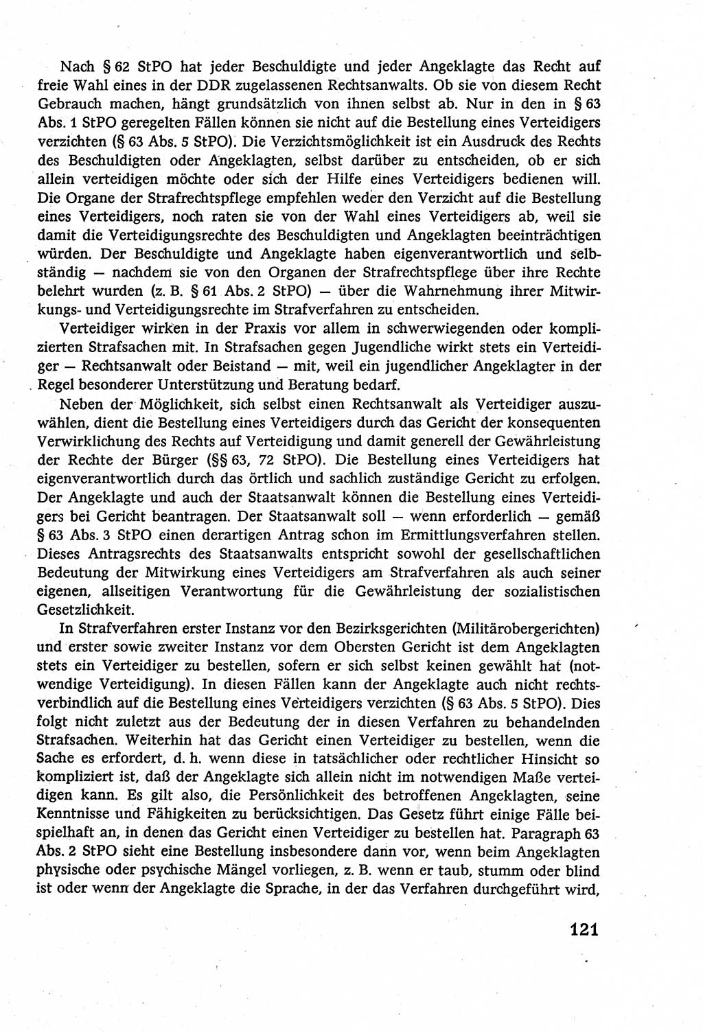 Strafverfahrensrecht [Deutsche Demokratische Republik (DDR)], Lehrbuch 1977, Seite 121 (Strafverf.-R. DDR Lb. 1977, S. 121)