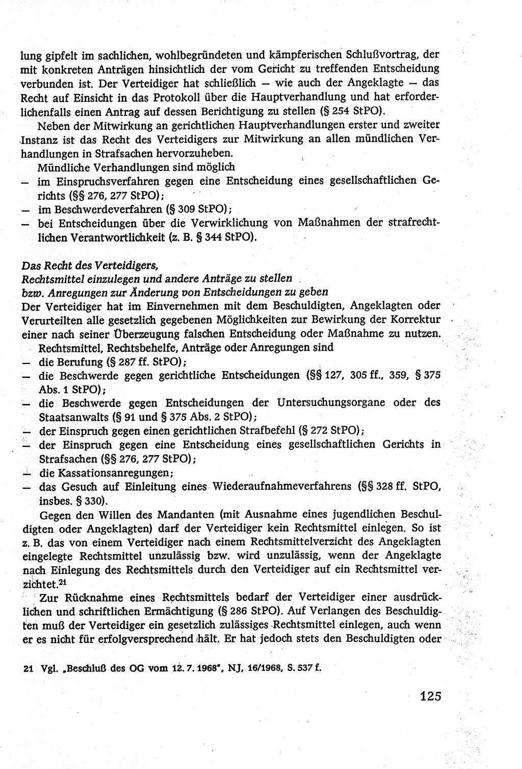 Strafverfahrensrecht [Deutsche Demokratische Republik (DDR)], Lehrbuch 1977, Seite 125 (Strafverf.-R. DDR Lb. 1977, S. 125)