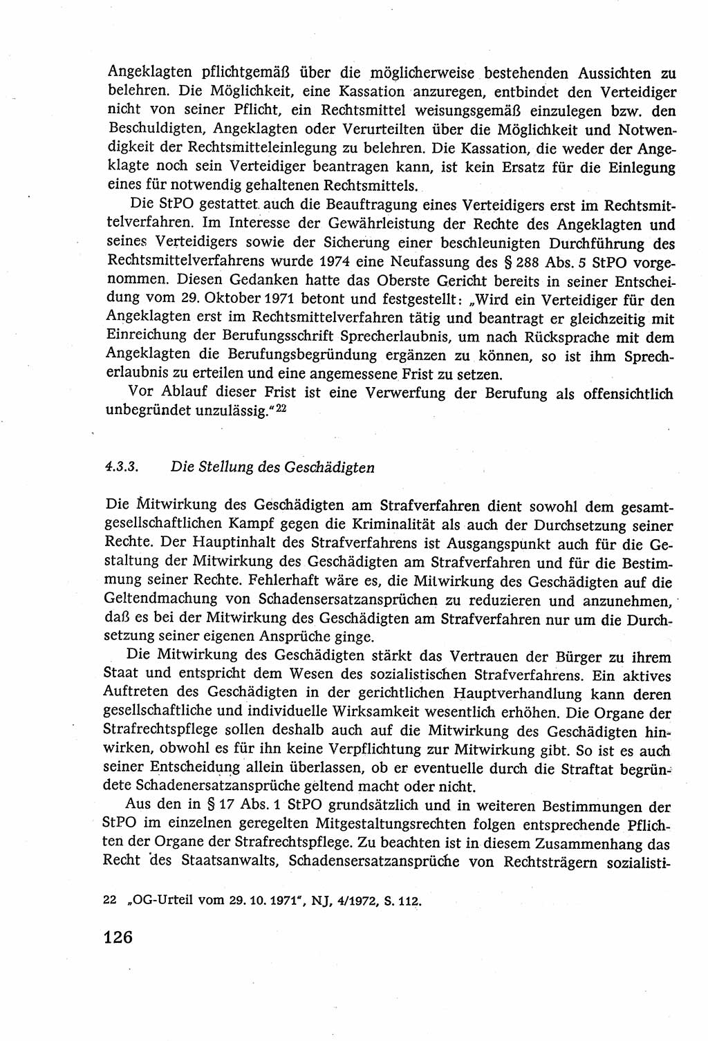 Strafverfahrensrecht [Deutsche Demokratische Republik (DDR)], Lehrbuch 1977, Seite 126 (Strafverf.-R. DDR Lb. 1977, S. 126)