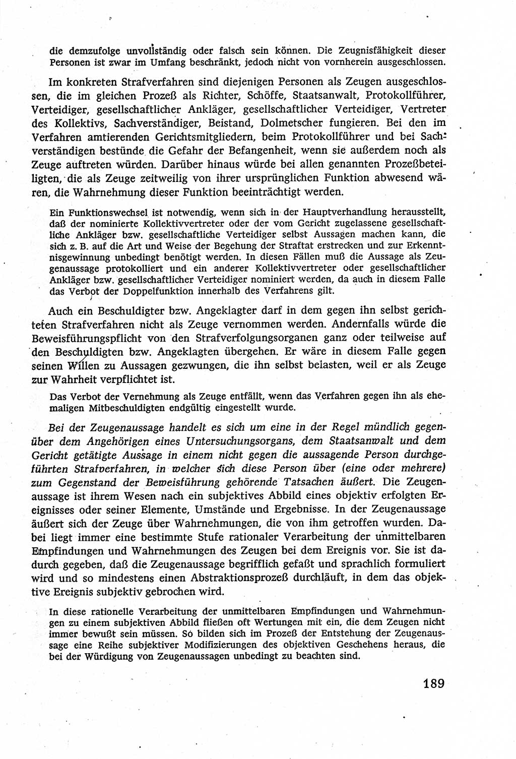 Strafverfahrensrecht [Deutsche Demokratische Republik (DDR)], Lehrbuch 1977, Seite 189 (Strafverf.-R. DDR Lb. 1977, S. 189)