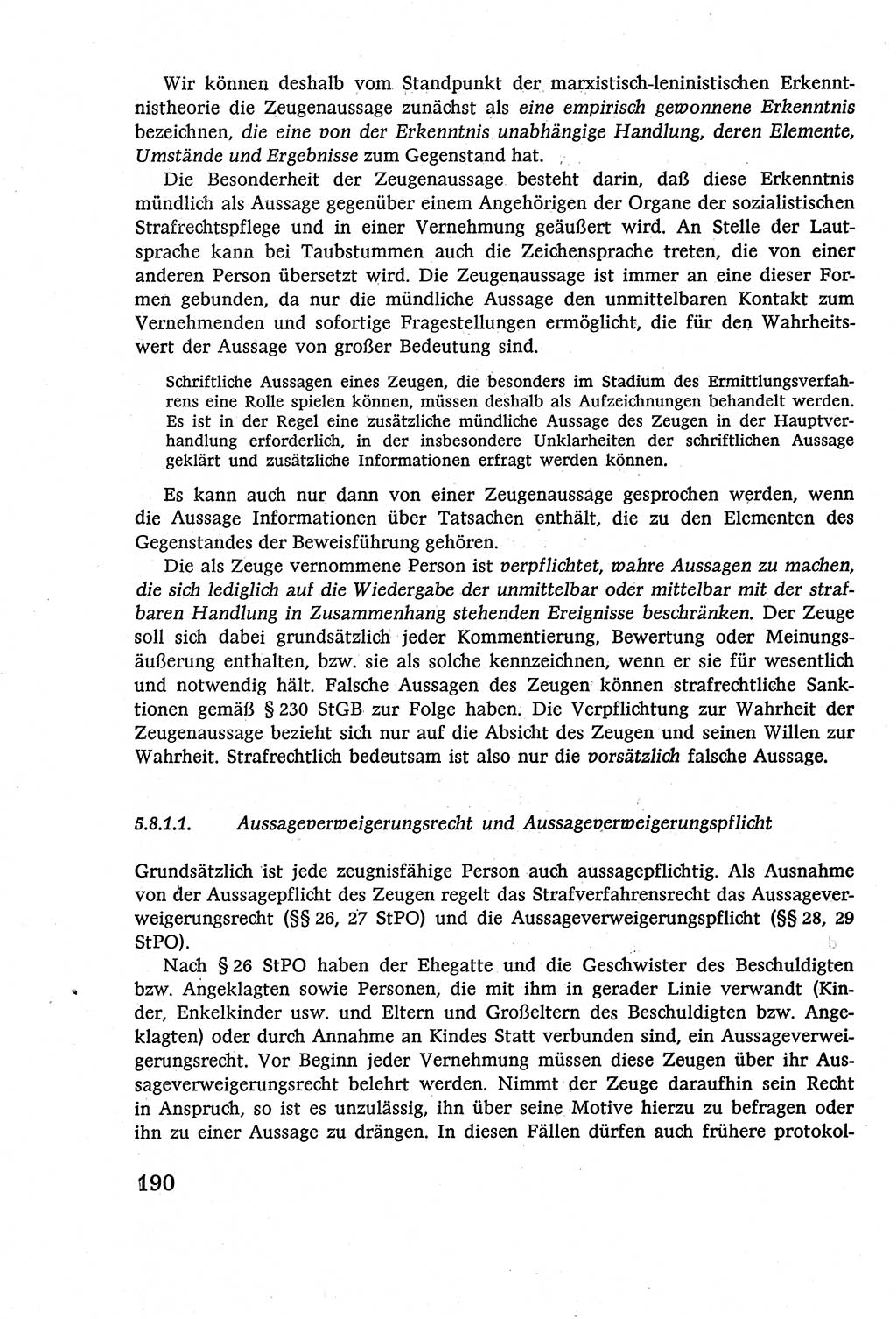 Strafverfahrensrecht [Deutsche Demokratische Republik (DDR)], Lehrbuch 1977, Seite 190 (Strafverf.-R. DDR Lb. 1977, S. 190)