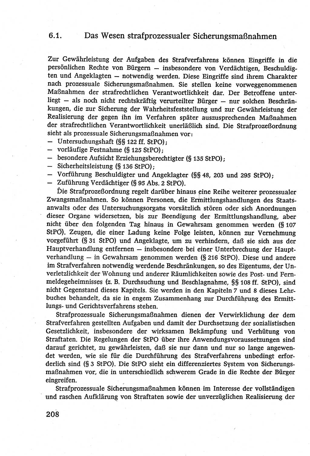 Strafverfahrensrecht [Deutsche Demokratische Republik (DDR)], Lehrbuch 1977, Seite 208 (Strafverf.-R. DDR Lb. 1977, S. 208)