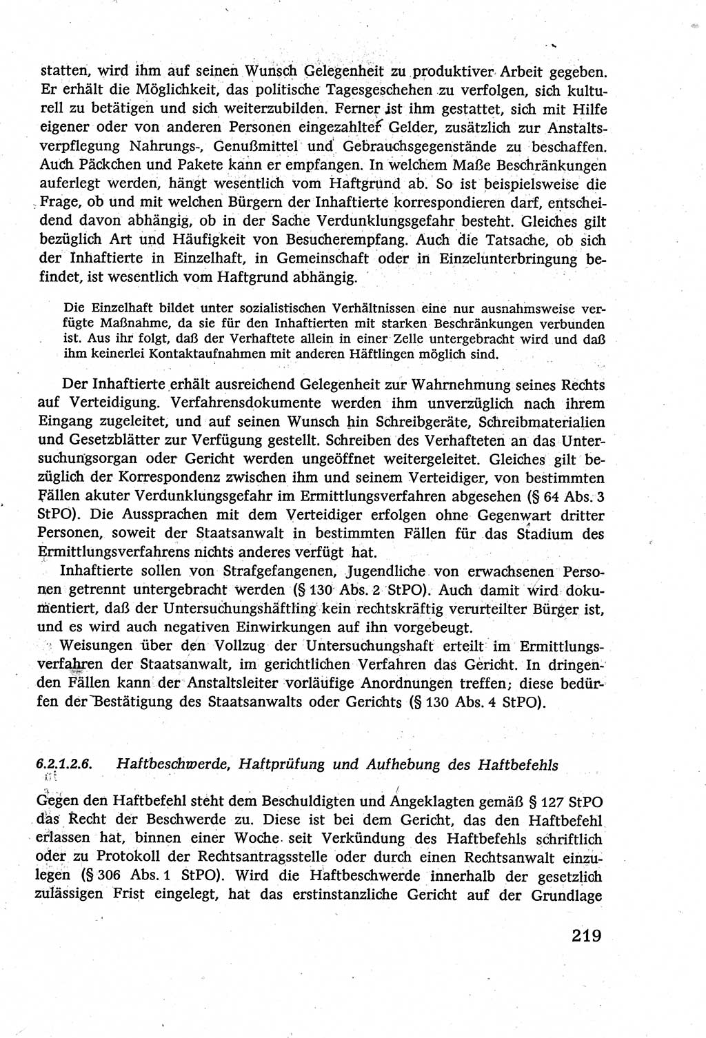 Strafverfahrensrecht [Deutsche Demokratische Republik (DDR)], Lehrbuch 1977, Seite 219 (Strafverf.-R. DDR Lb. 1977, S. 219)