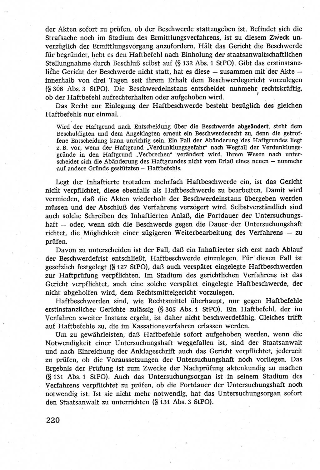 Strafverfahrensrecht [Deutsche Demokratische Republik (DDR)], Lehrbuch 1977, Seite 220 (Strafverf.-R. DDR Lb. 1977, S. 220)